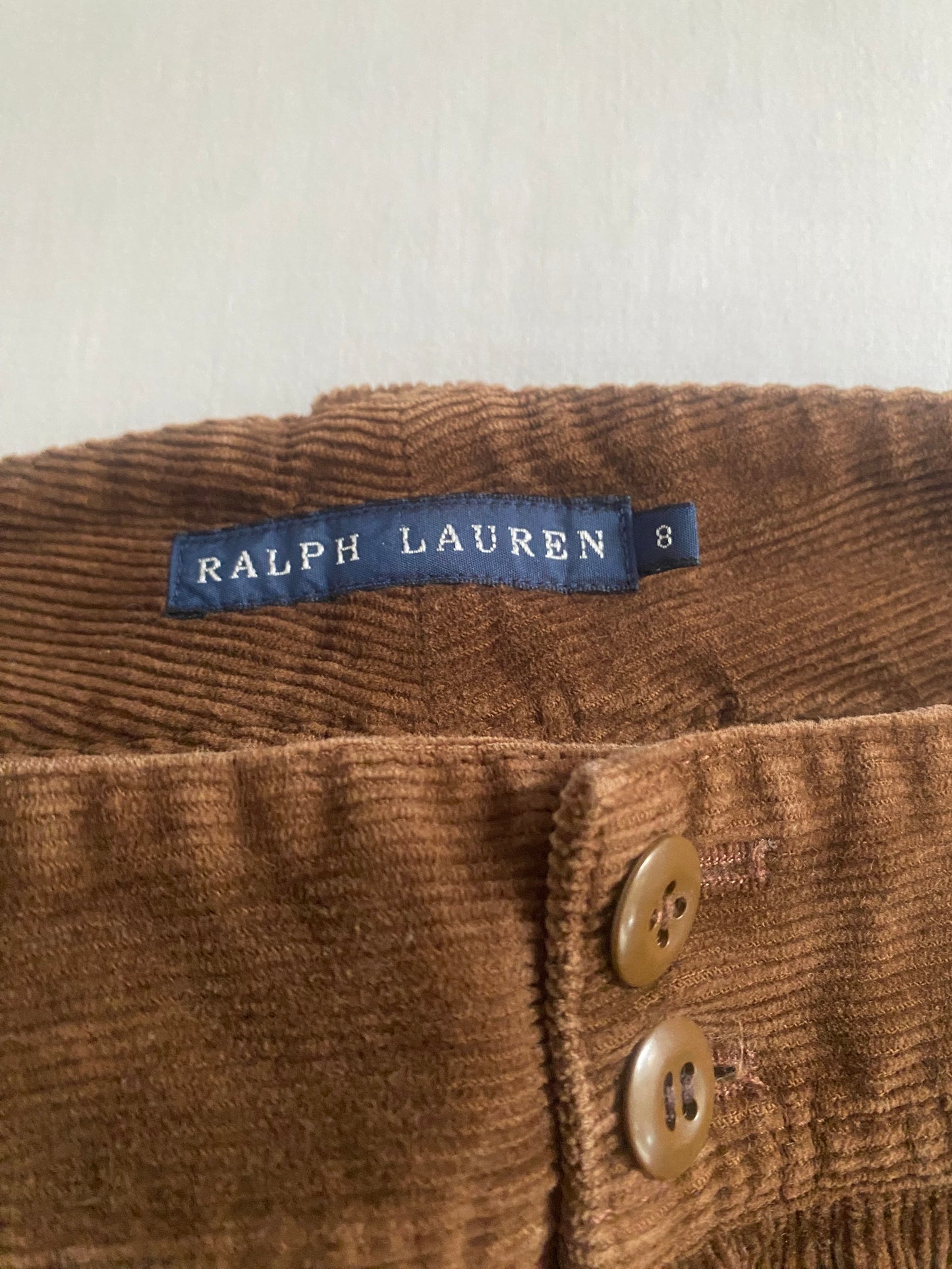 Pantaloni vintage Ralph Lauren pentru femei, cargo din catifea maro tehnică 🍂