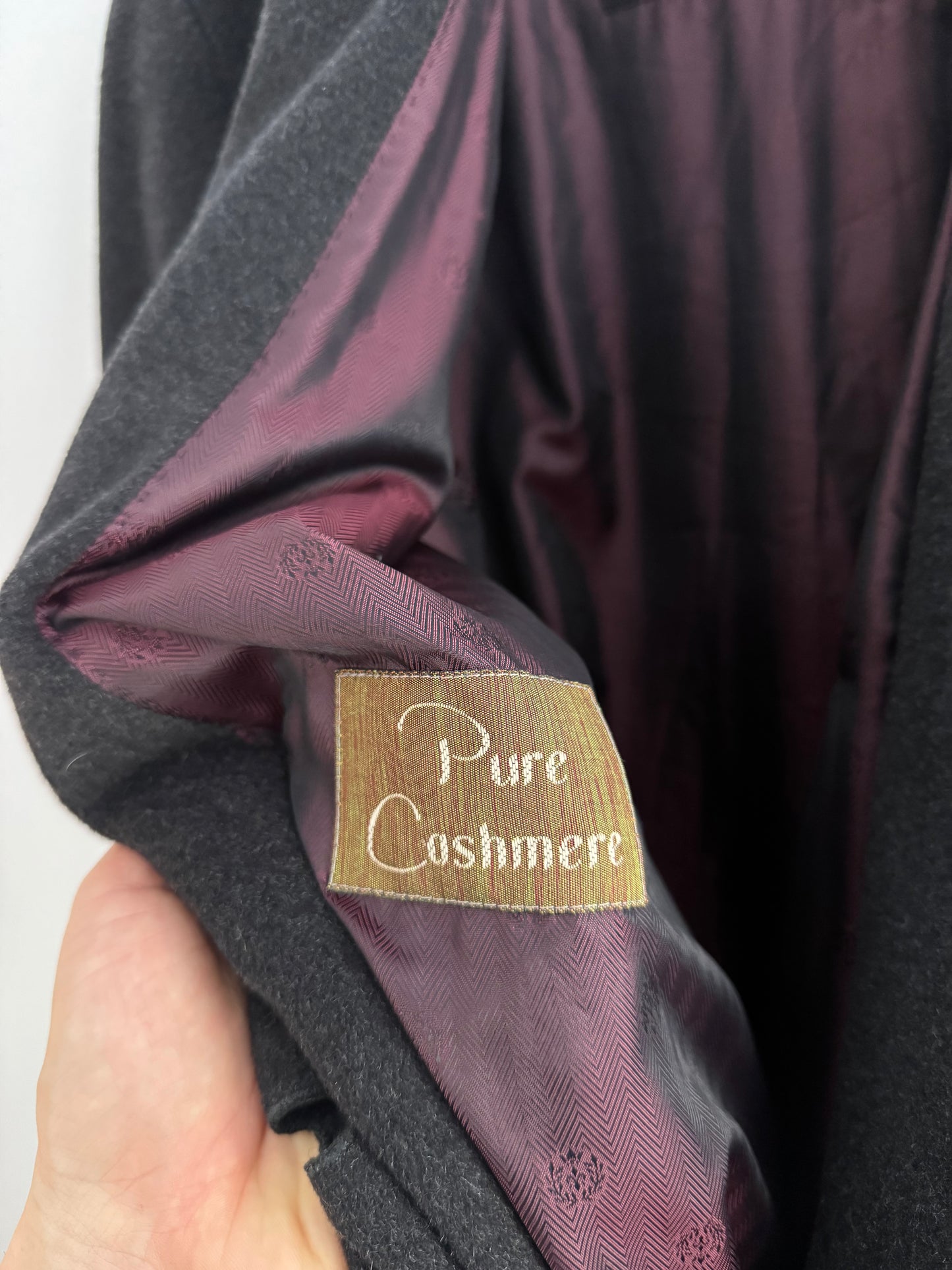 🎩 Palton Vintage Bărbați Gri Închis / Negru deschis din Cașmir – Marimea 48 (M oversized / L regular)