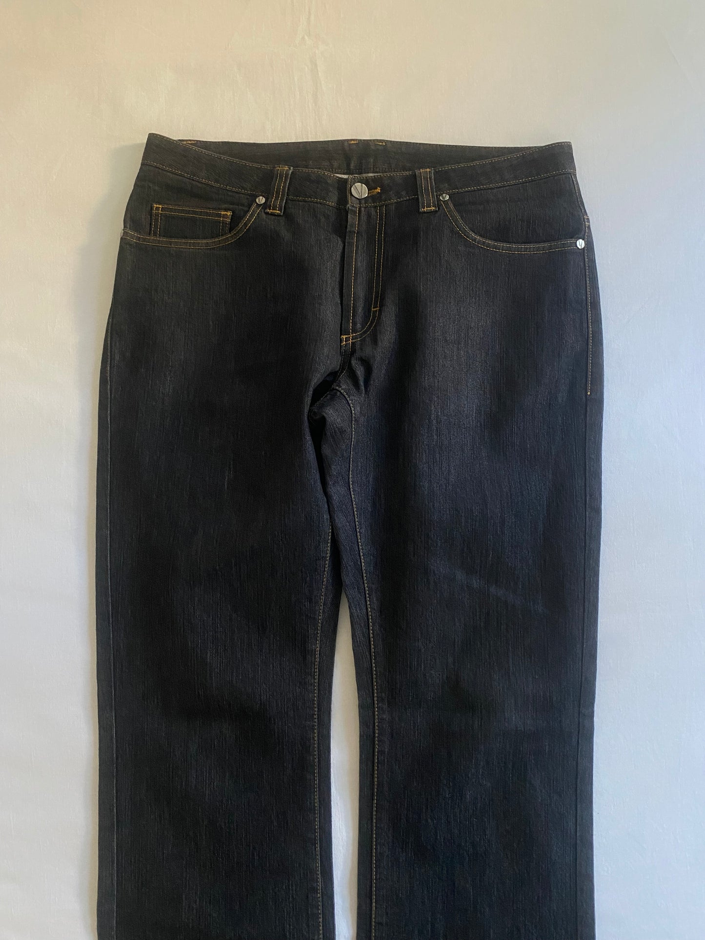 Blugi Y2K Versace din denim albastru închis – Mărimea 33 – Made in Italy