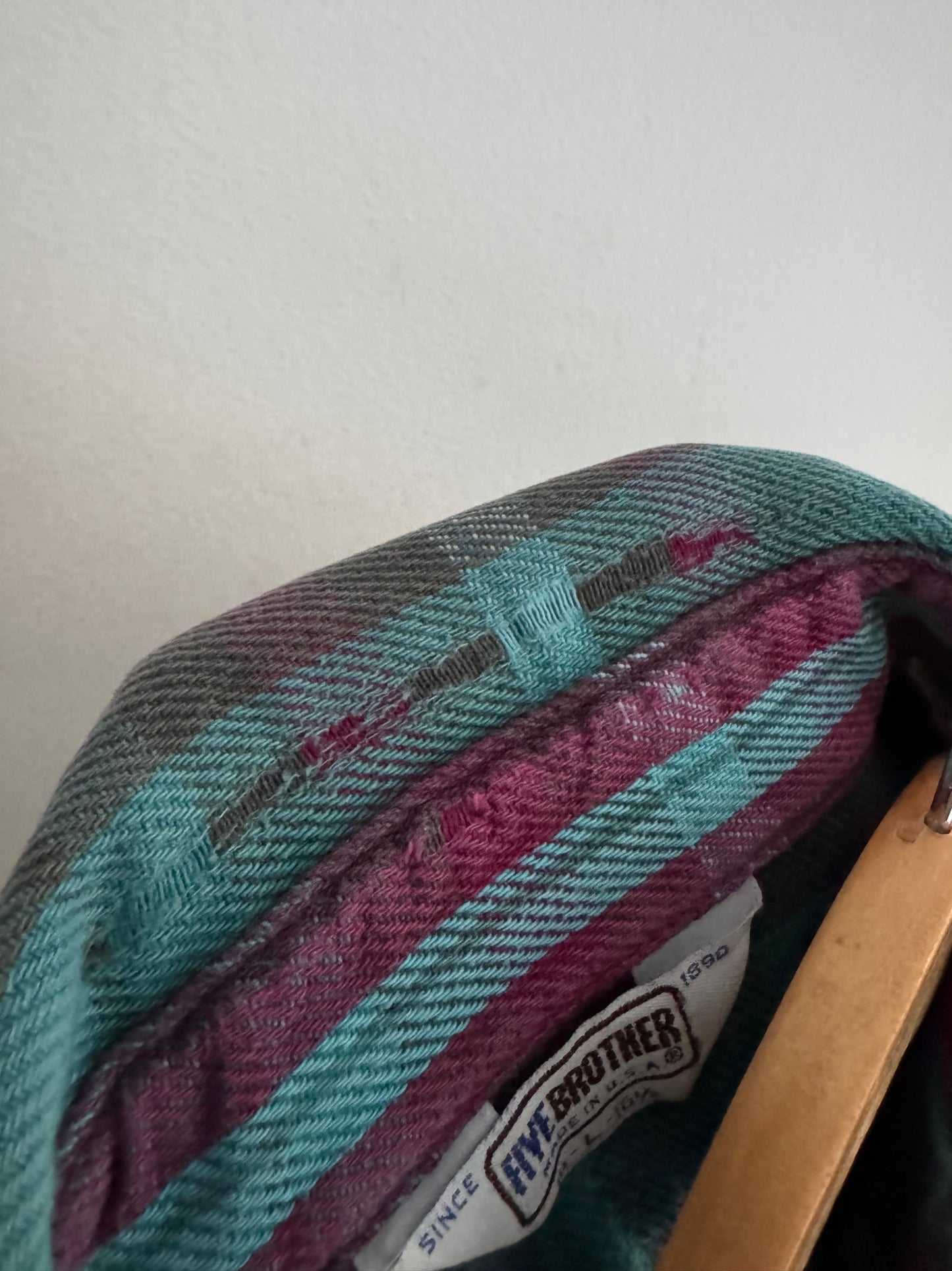 👕 Cămașă Flannel Five Brother anii ’70 – Made in USA – M Bărbați