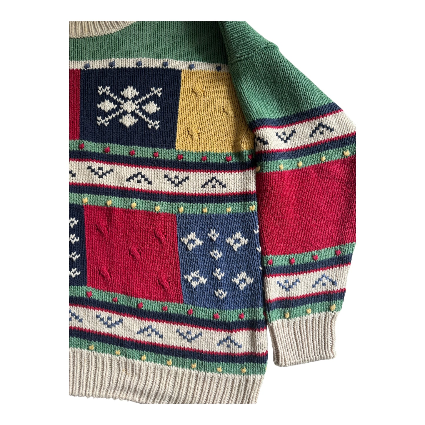 🧶 Vintage Patterned Jumper – 100% Cotton – Made in Portugal – Men’s M