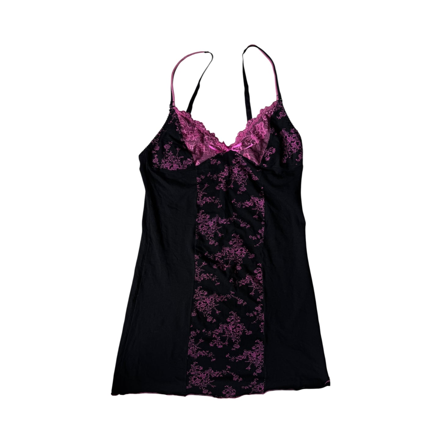 ✨ Cami Top Negru Y2K Printed | Detalii Dantelă & Stretch – L Damă