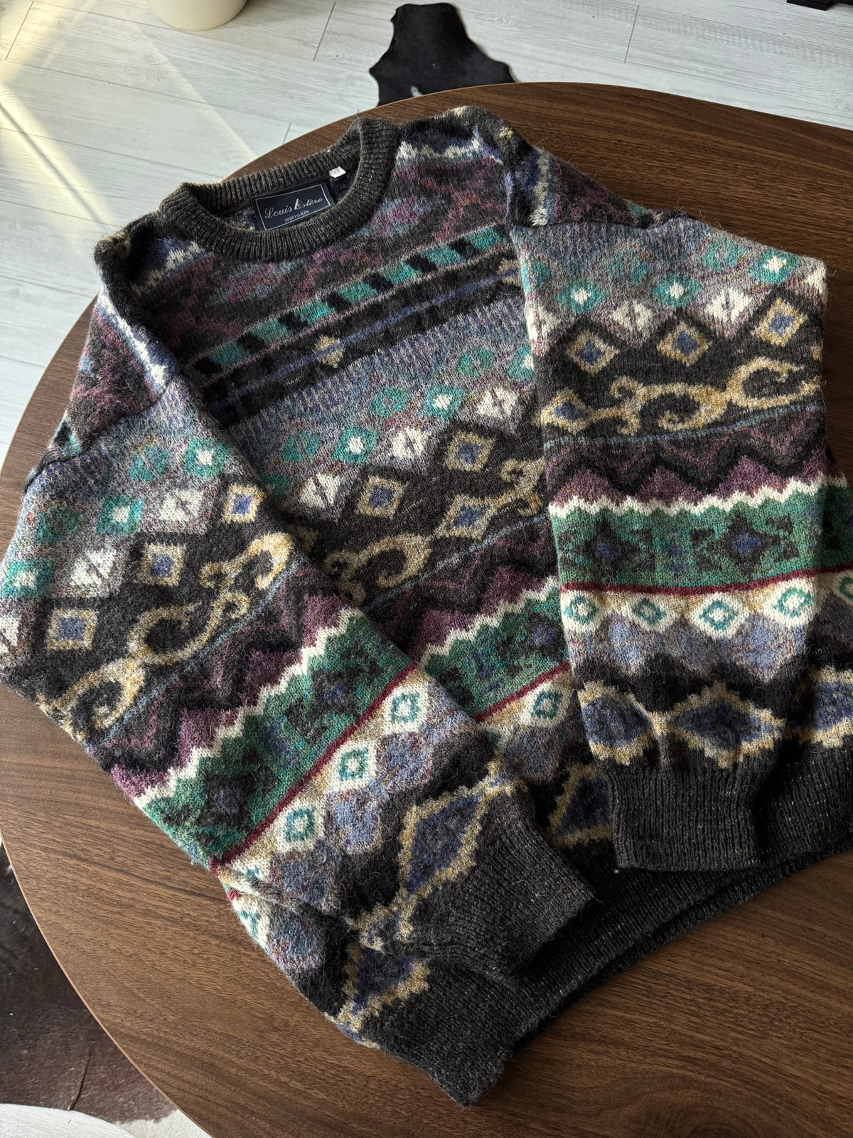 Pulover Lână Vintage Bărbați | Model Etnic | L (52)