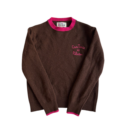 🎿 🧘‍♀️ Pulover Damă MC2 Saint Barth Maro Închis din Lână cu Broderie – XS