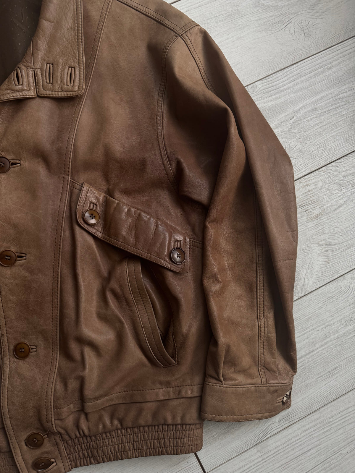 Jachetă Piele Naturală Maro Vintage Bărbați | L (50)