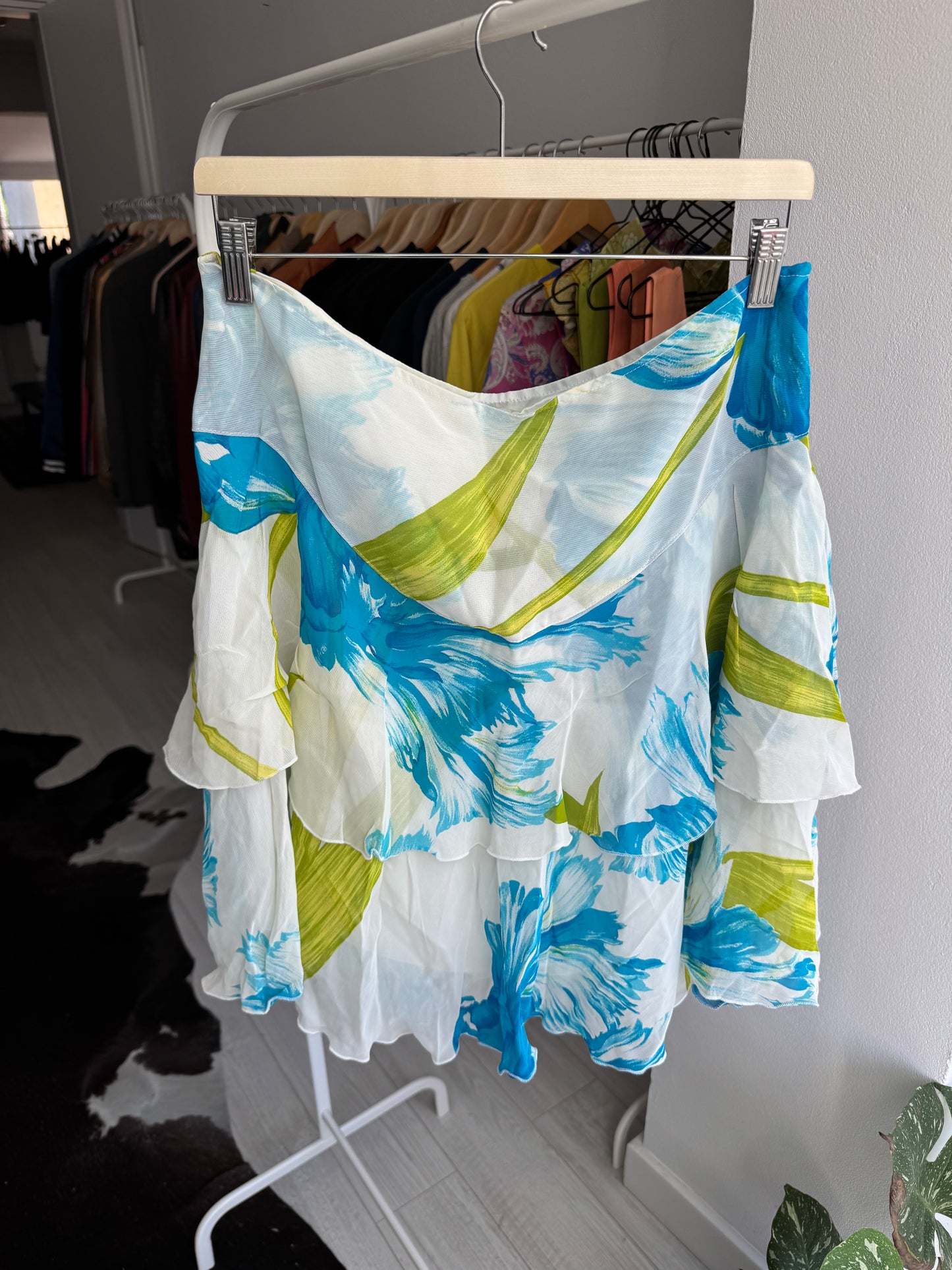 ☀️ Fustă Vintage Mesh Floral cu Print – IT 46 Damă (L)