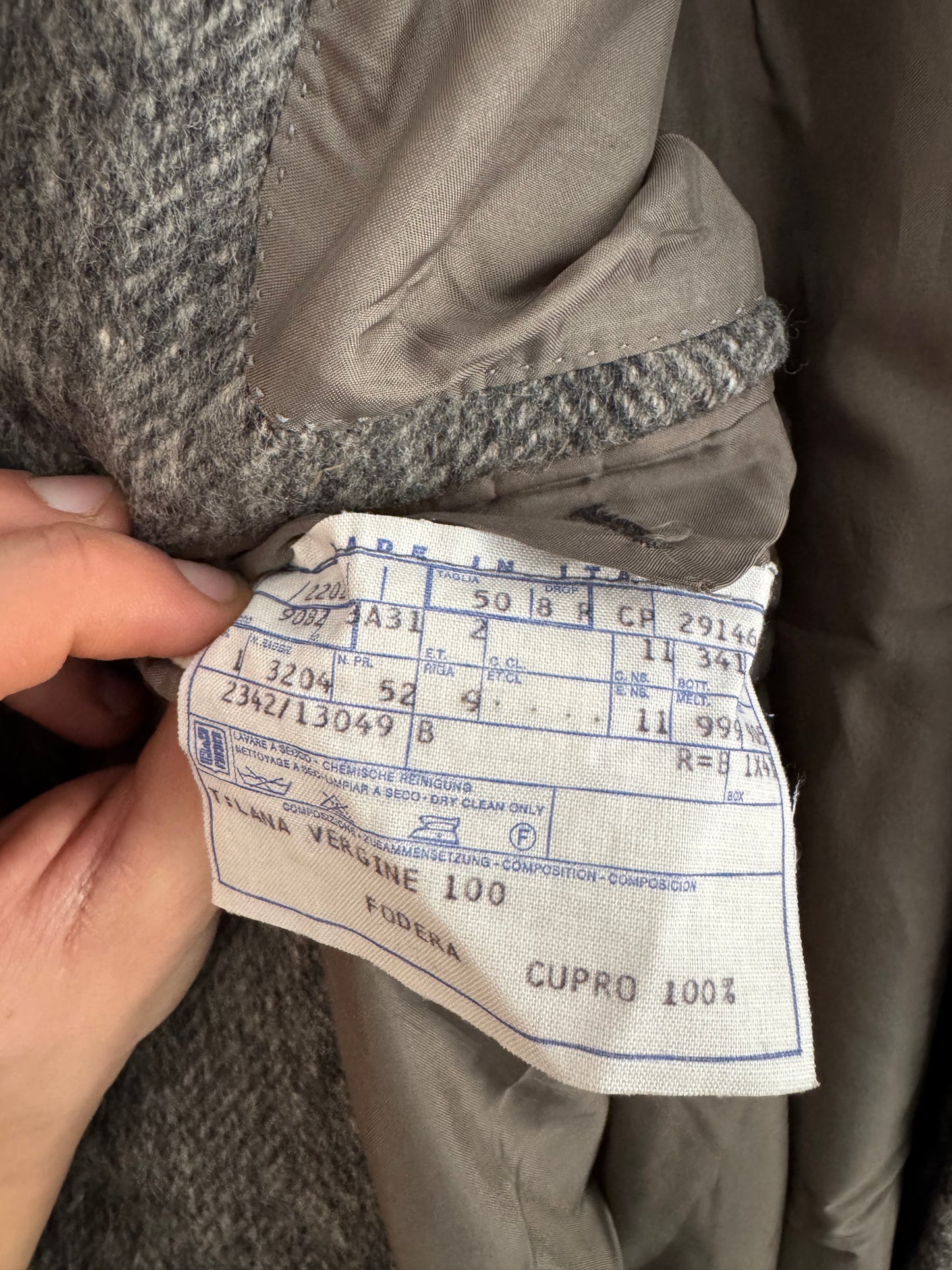 🧥 Palton Vintage Gri din Lână Virgină – Mărimea 50 (L Bărbați)