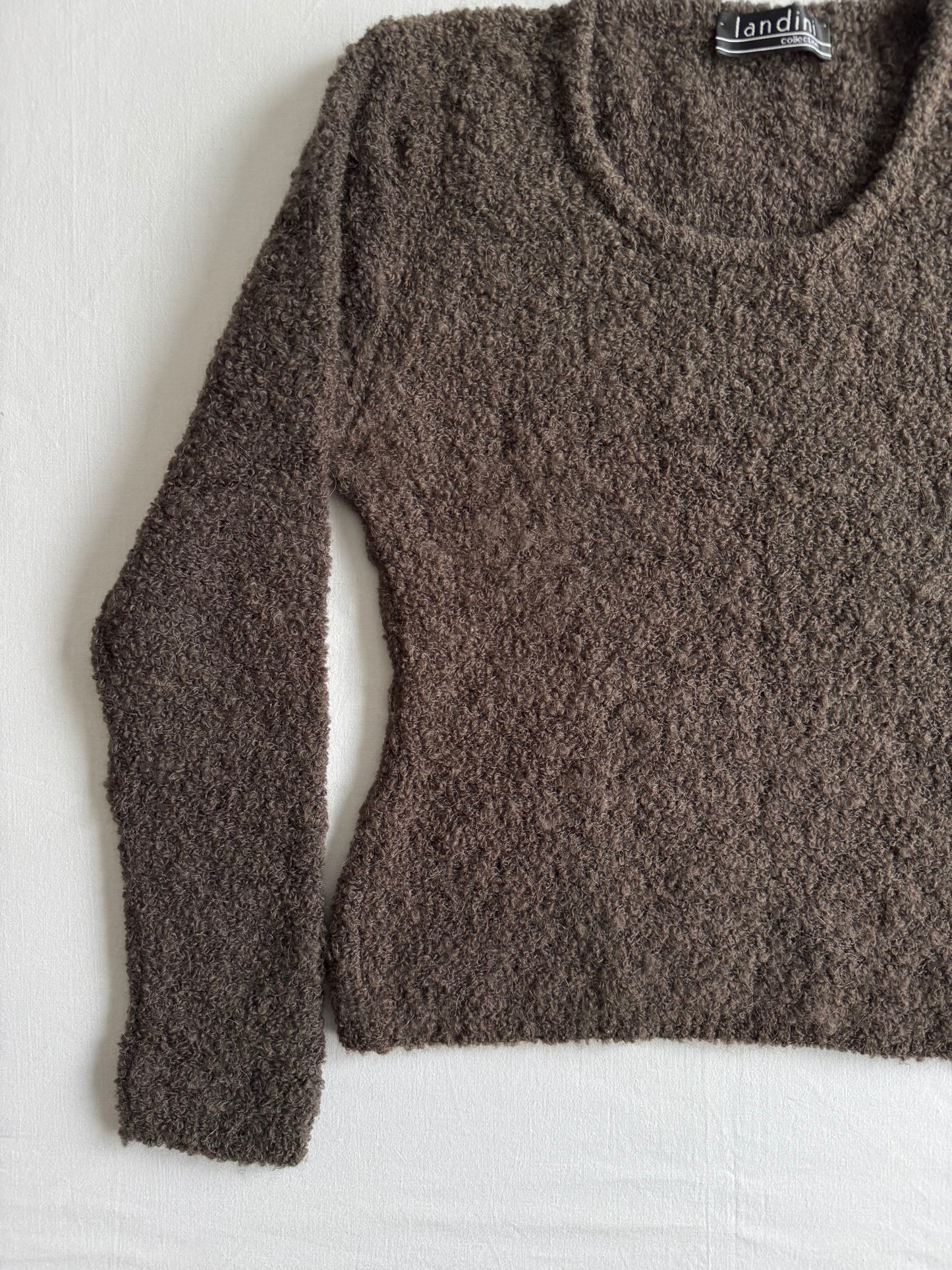 🧶 Pulover Y2K maro închis din amestec de lână, mohair si alpaca – M Femei