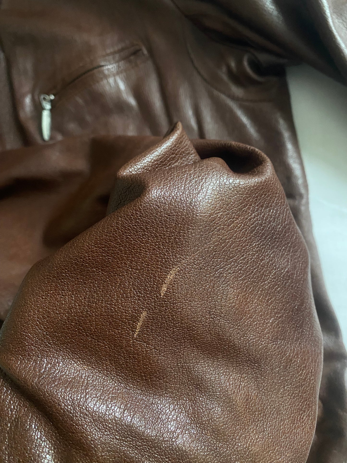 🧥 Vintage Dark Cognac Brown Café Racer Leather Jacket