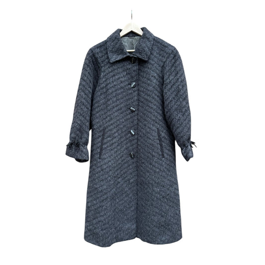 🦙 Palton Vintage Damă Gri Texturat din Lână și Alpaca – IT 46 (M/L)