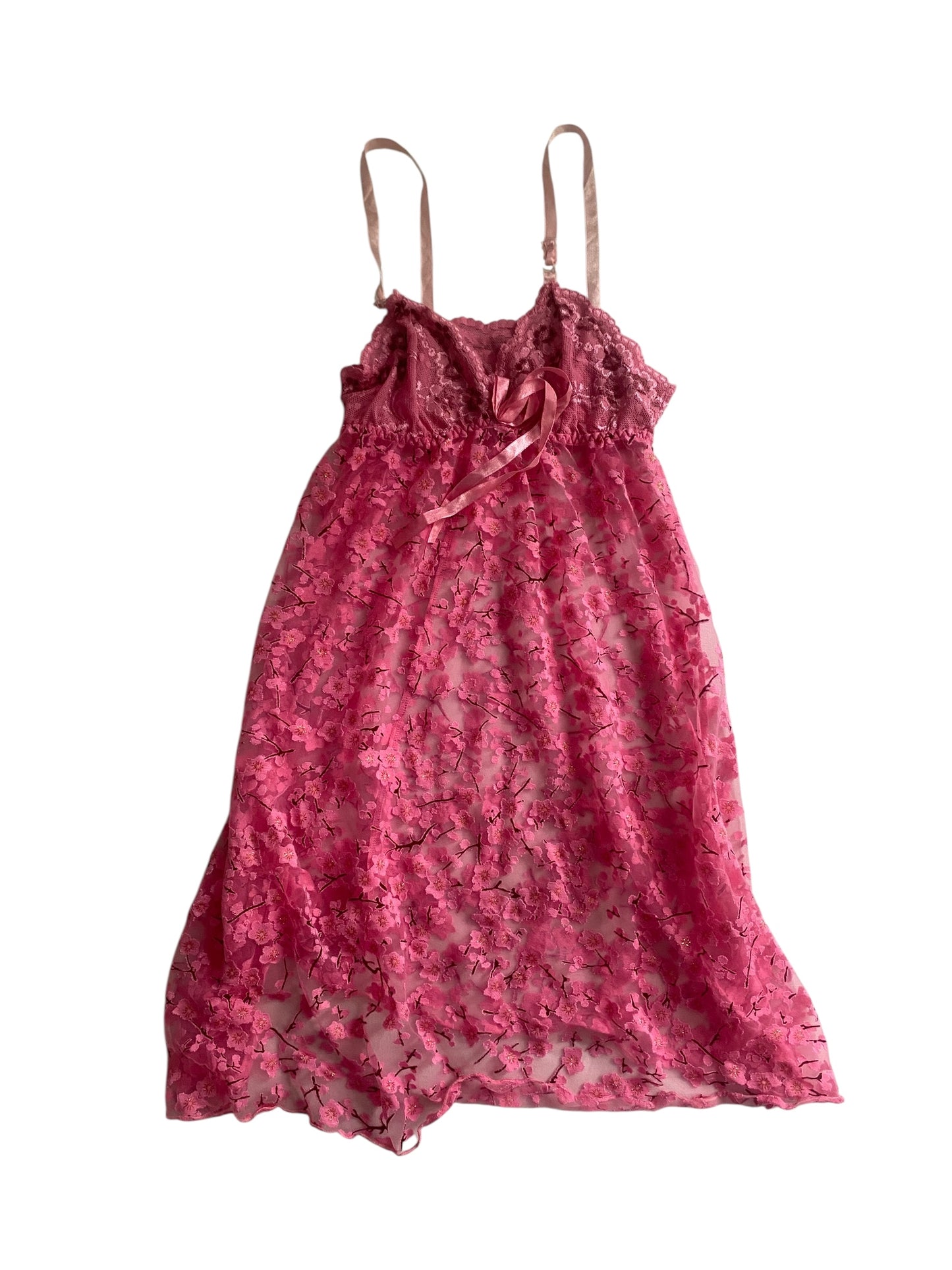 🌸 Top Y2K Cherry Blossom cu Dantelă – Mărime L
