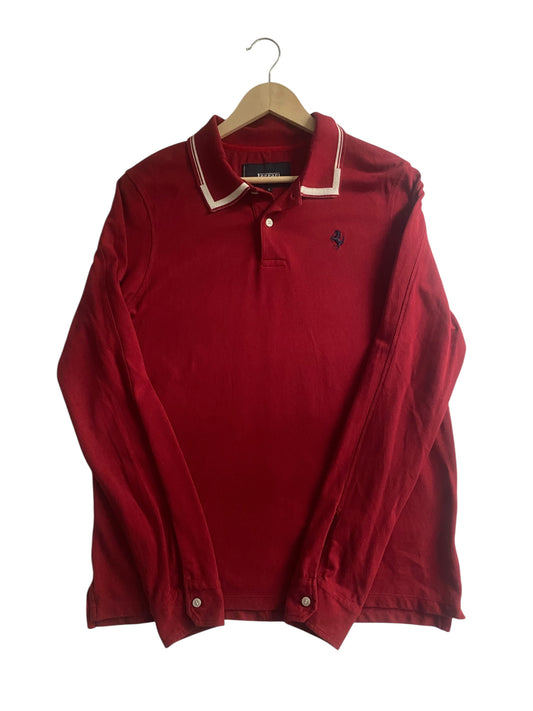 🏁 Polo Vintage Ferrari – Mâneci Lungi, Burgundy, Mărime L