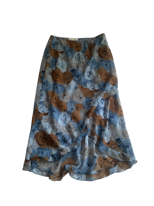 Fustă Midi Y2K Florală – Made in USA – Mărime US 7 🌼🇺🇸