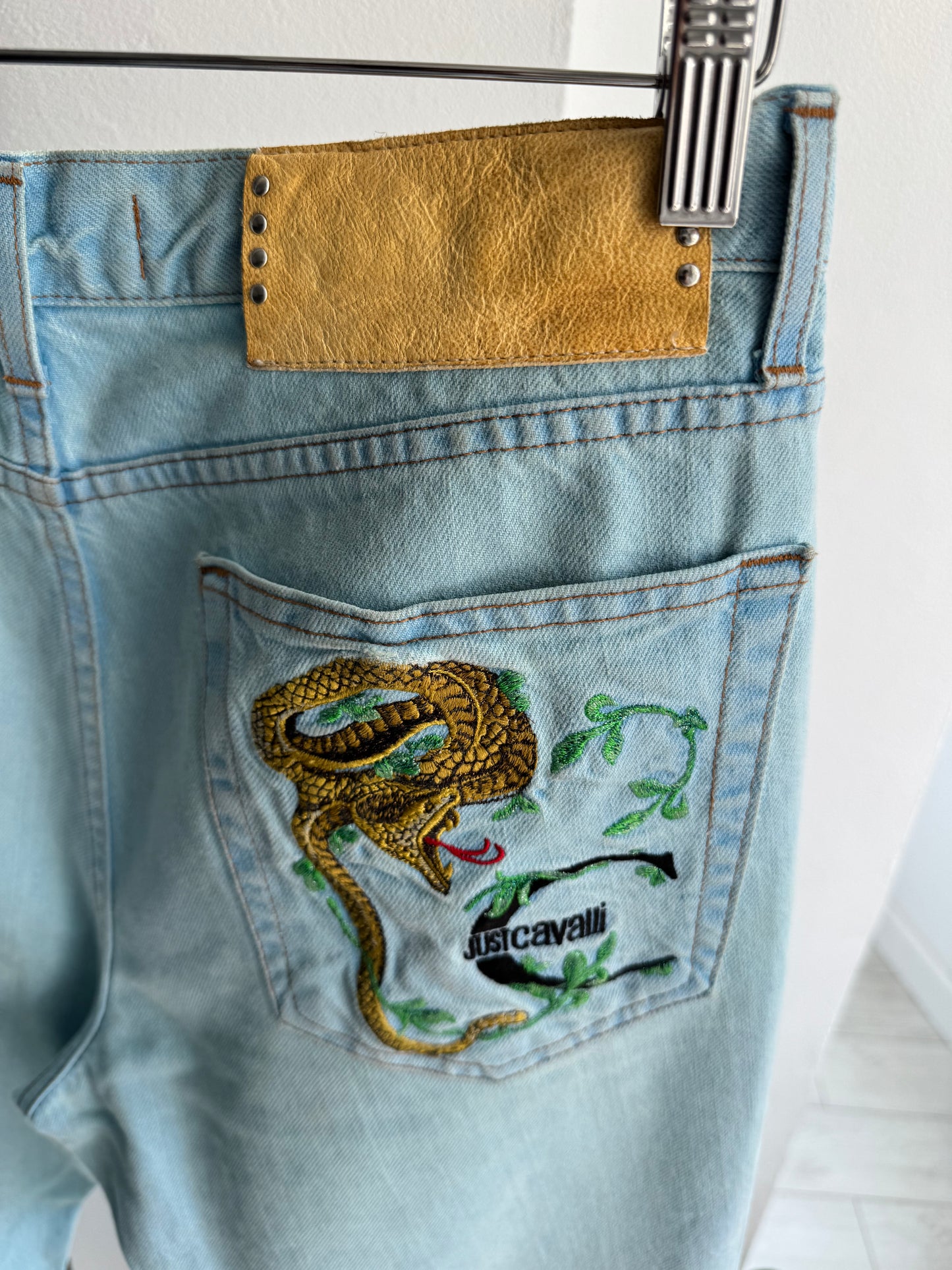 🐅 Jeans Y2K Roberto Cavalli Bootcut Broderie Tigru – EU 50 / US 36 (fit EU 48 / US 33)