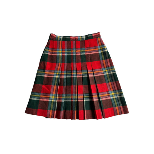 👩 Fustă Vintage Plisată din Lână Tartan – aprox. XS