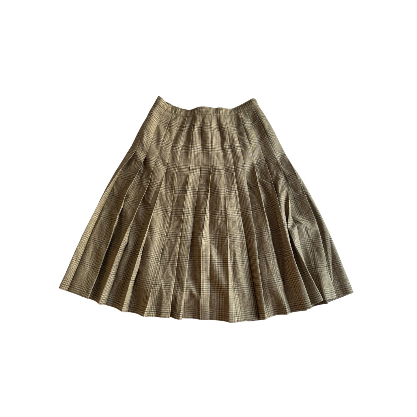 🔘 Fustă Vintage Plisată din Lână cu Model Tartan – aprox. M