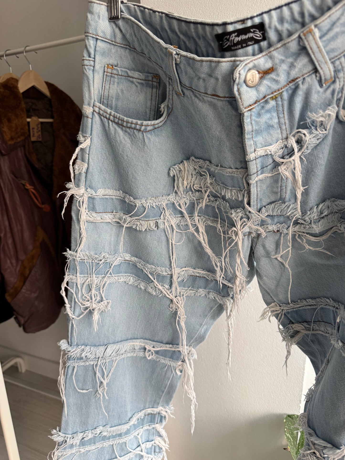 👖 Y2K Stacked Bootcut Jeans cu Franjuri – EU 50 (L Bărbați) – Made in Italy