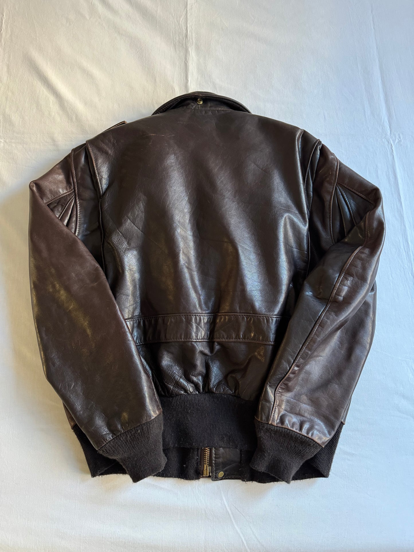 ✈️ Geacă de piele Schott NYC 184SM A-2 maro, bărbați L – piele de vacă autentică, Made in USA 🇺🇸