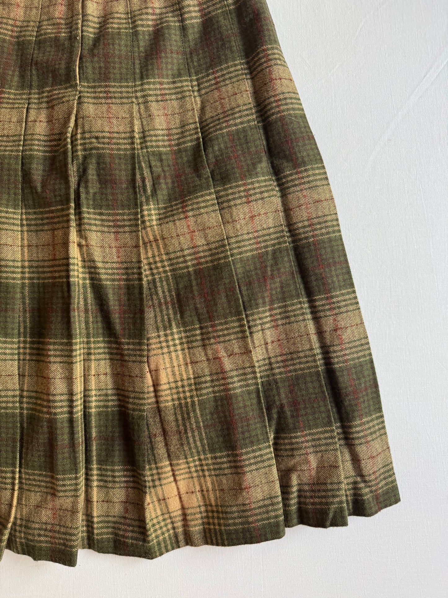 Fustă Vintage ’70s Plisată din Lână Tartan Dark Green Luisa Spagnoli – S (EU 36)