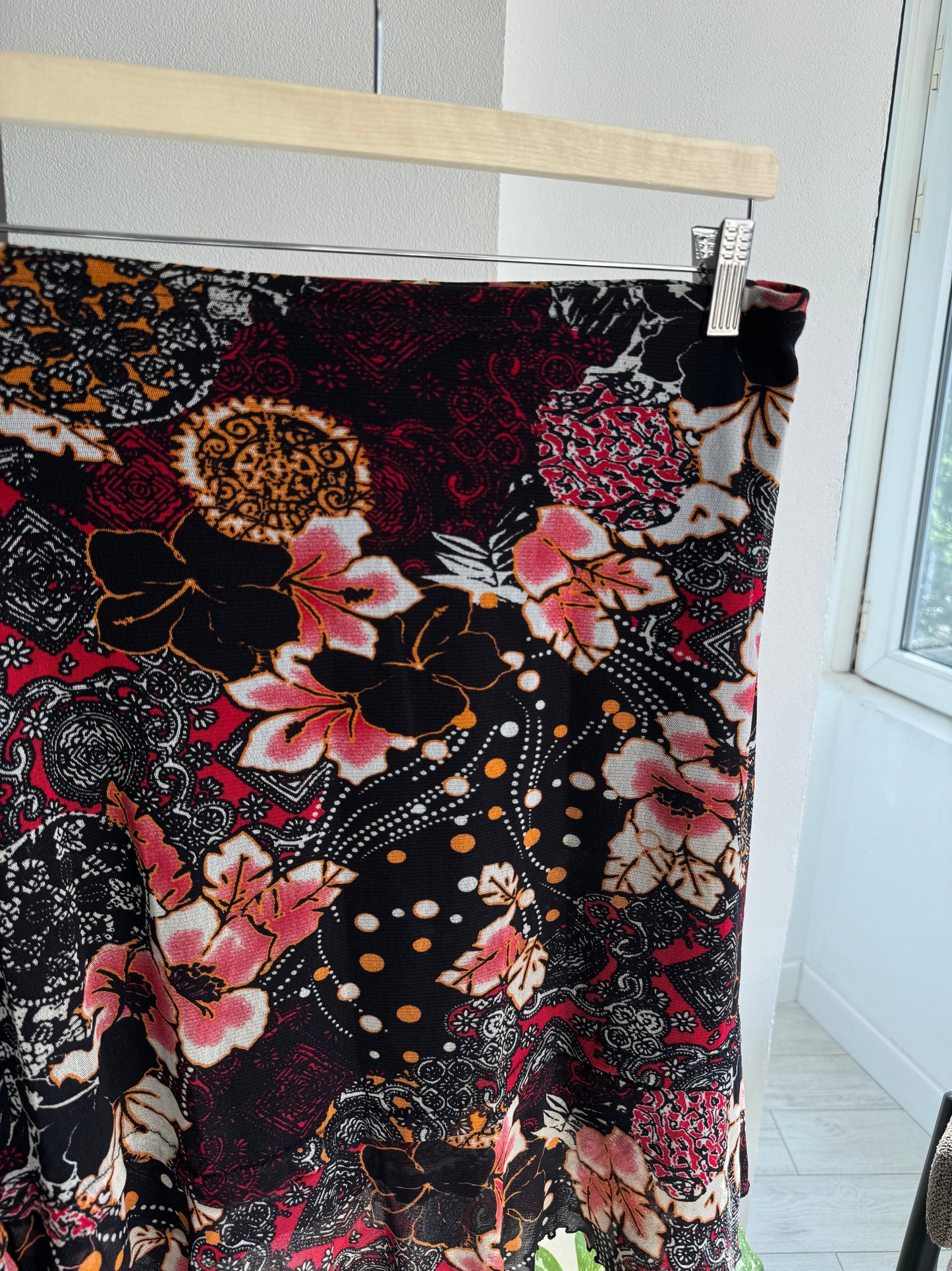 🌸 Fustă Y2K Floral Printed Mesh – S Damă
