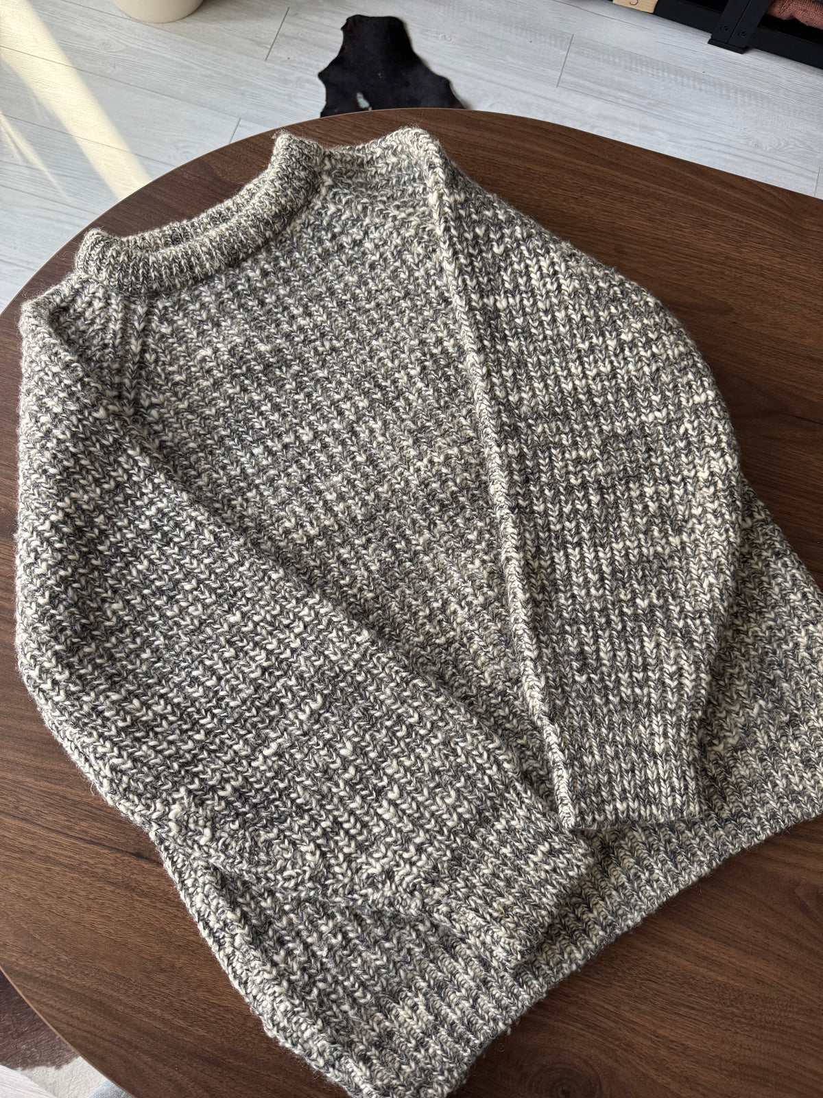 Pulover Lână Gri Vintage Bărbați | Tricot Gros | L