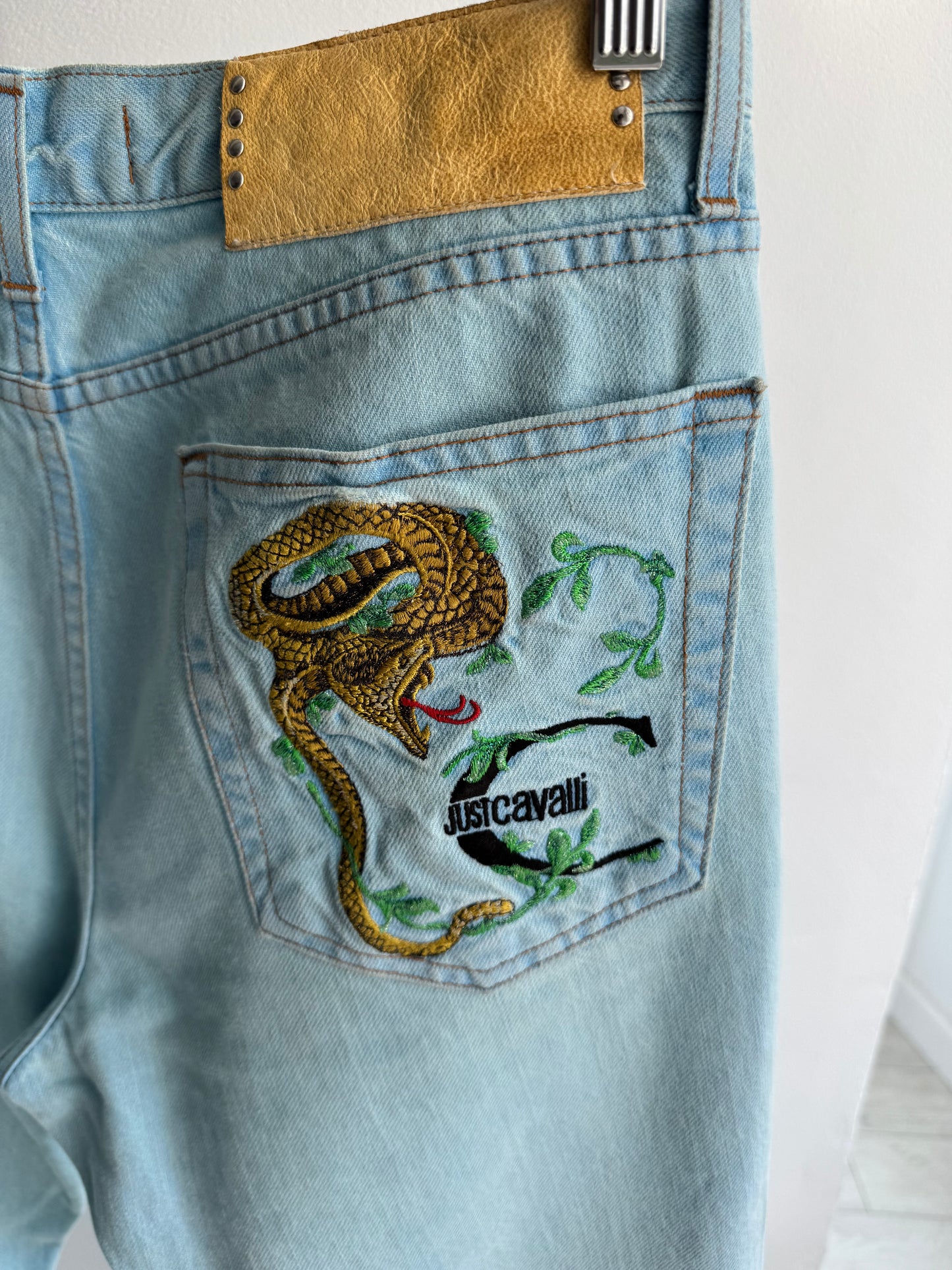 🐅 Jeans Y2K Roberto Cavalli Bootcut Broderie Tigru – EU 50 / US 36 (fit EU 48 / US 33)