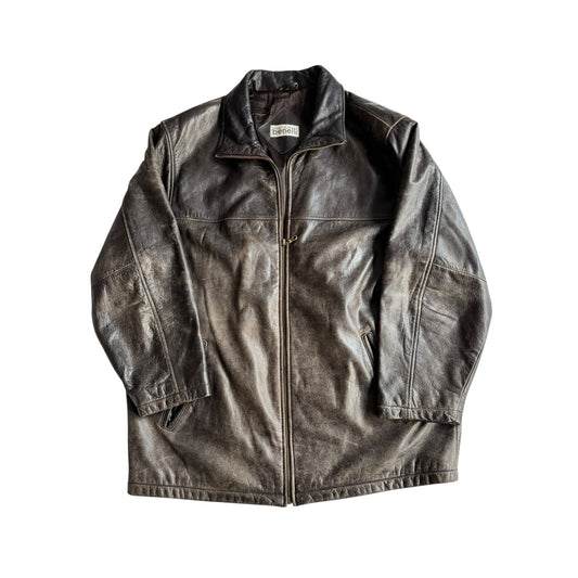 Geacă Vintage Damă din Piele Neagră Faded cu Patină Naturală – M (EU 38)