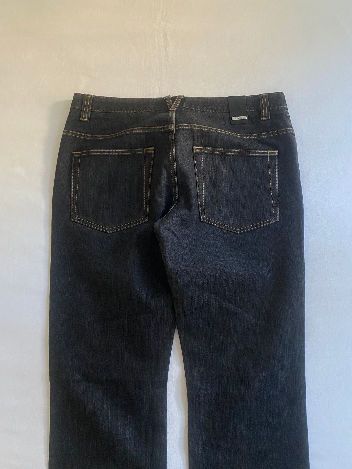 Blugi Y2K Versace din denim albastru închis – Mărimea 33 – Made in Italy