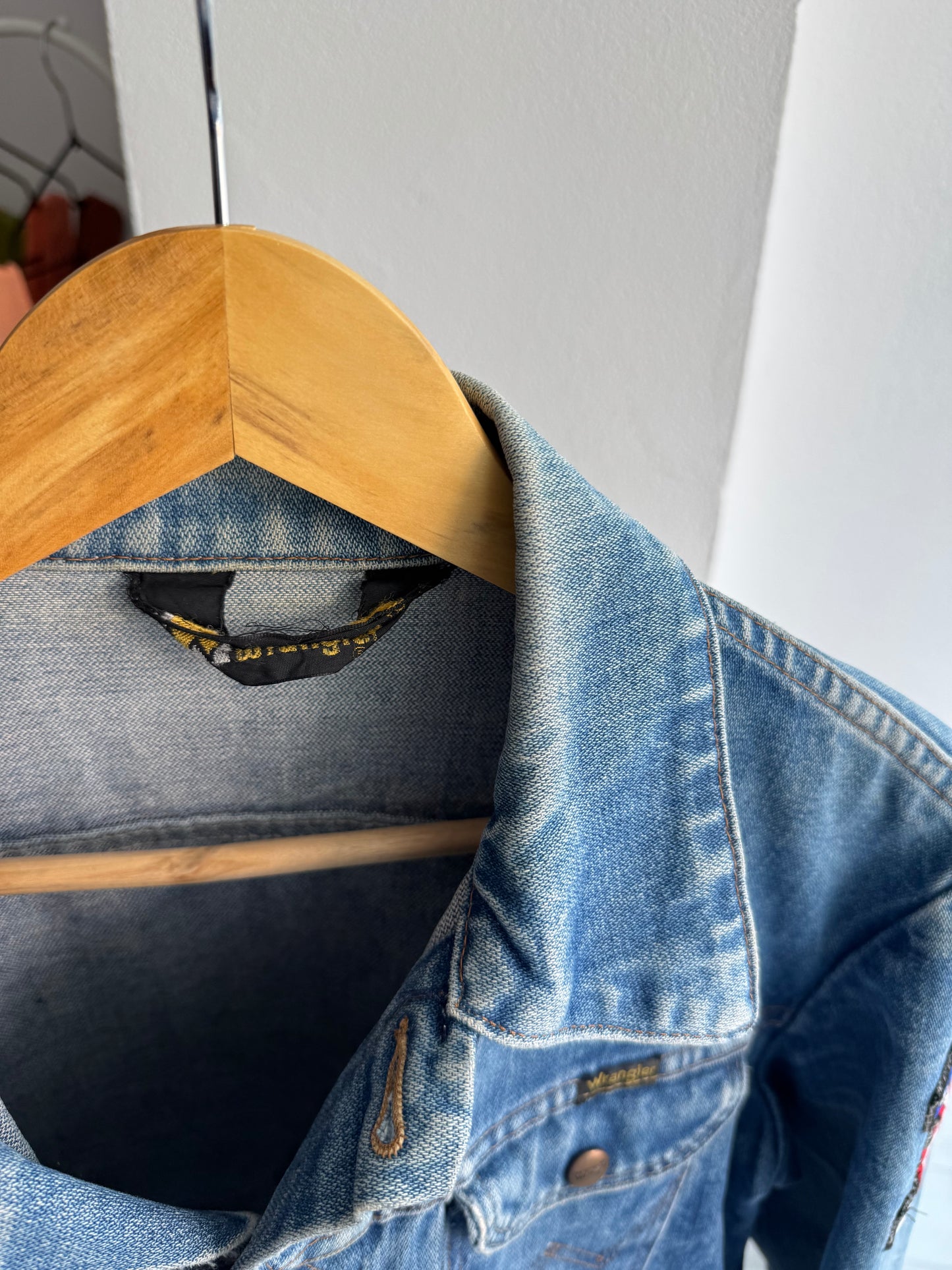 🤠 Vintage Wrangler Geacă Denim Anii '70 – S/M Bărbați
