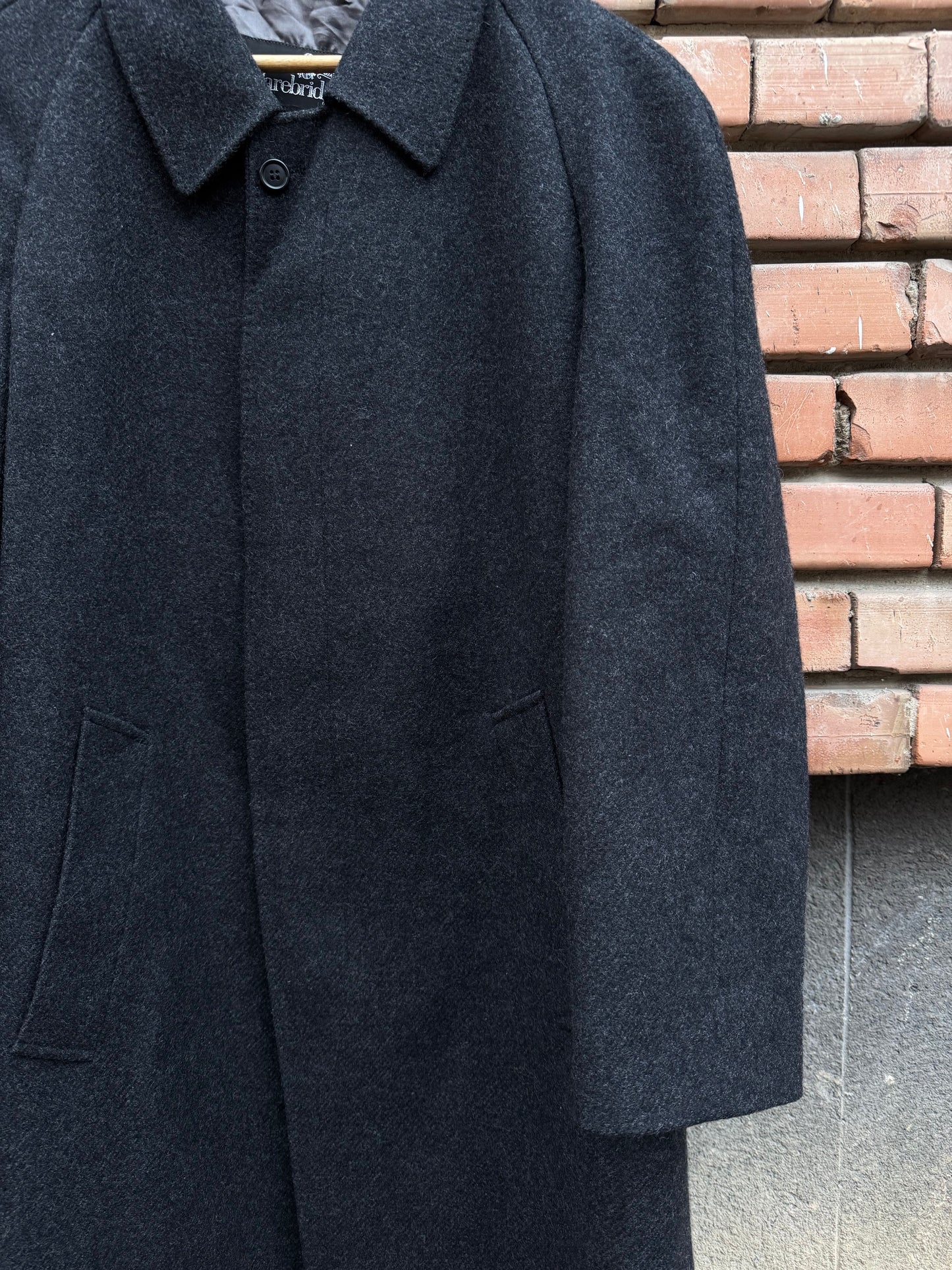 🧥 Palton Vintage Bărbați Gri Închis din Lână Virgină – Marimea L