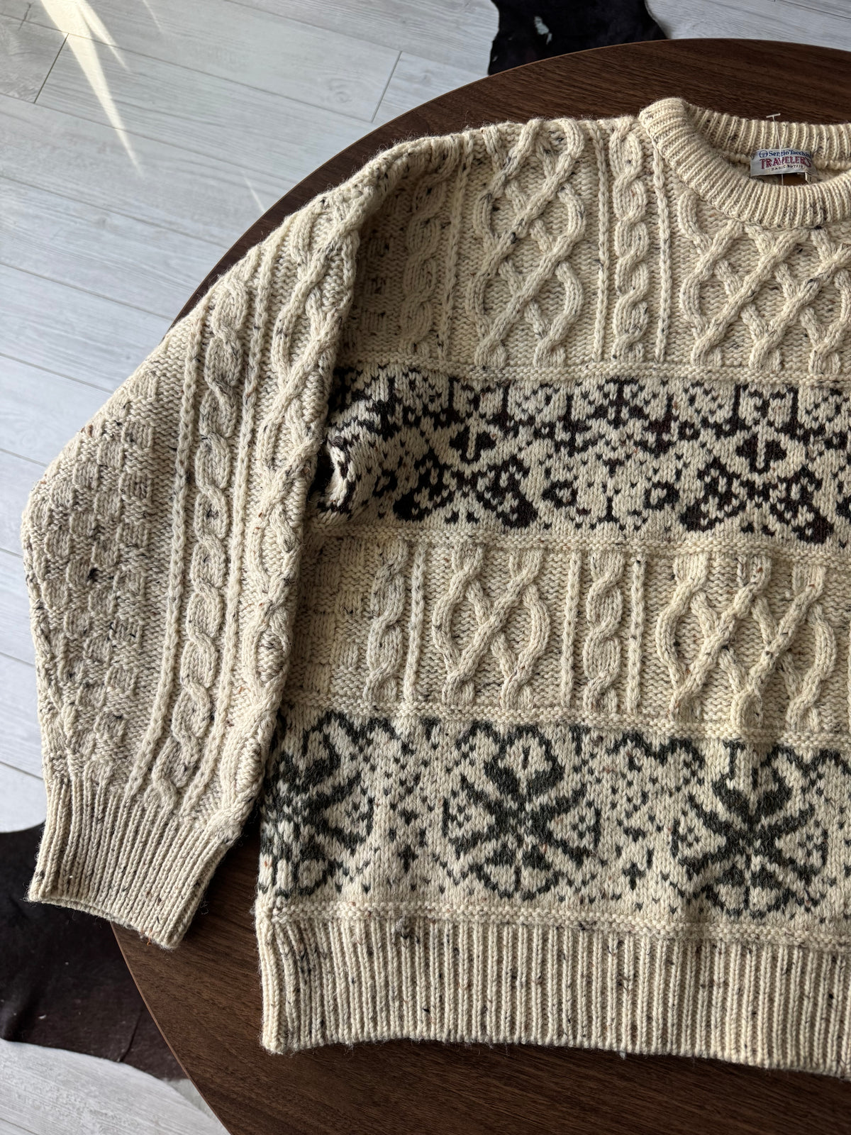 Sergio Tacchini Pulover Lână Vintage Bărbați | Cable Knit | L