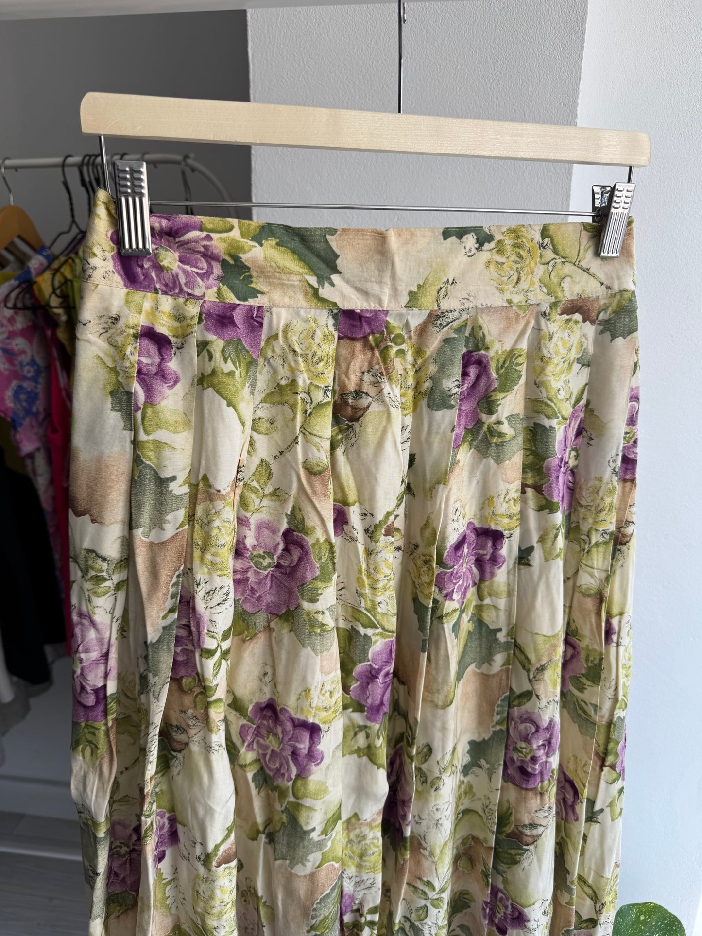 ☀️ Fustă Vintage Floral cu Print – Approx. M Damă