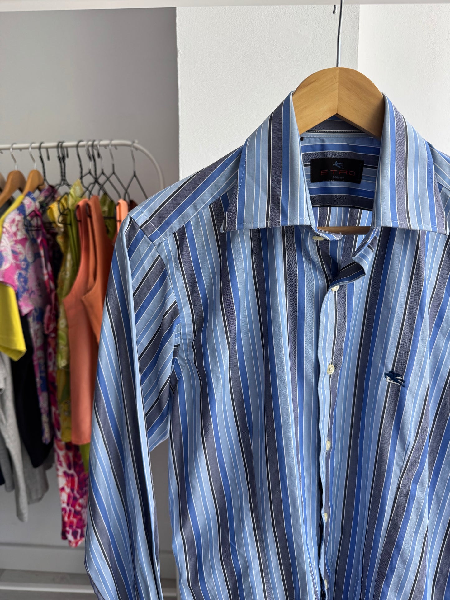 👔 Cămașă Dungi Etro Slim Fit Vintage - Made in Italy – M Bărbați