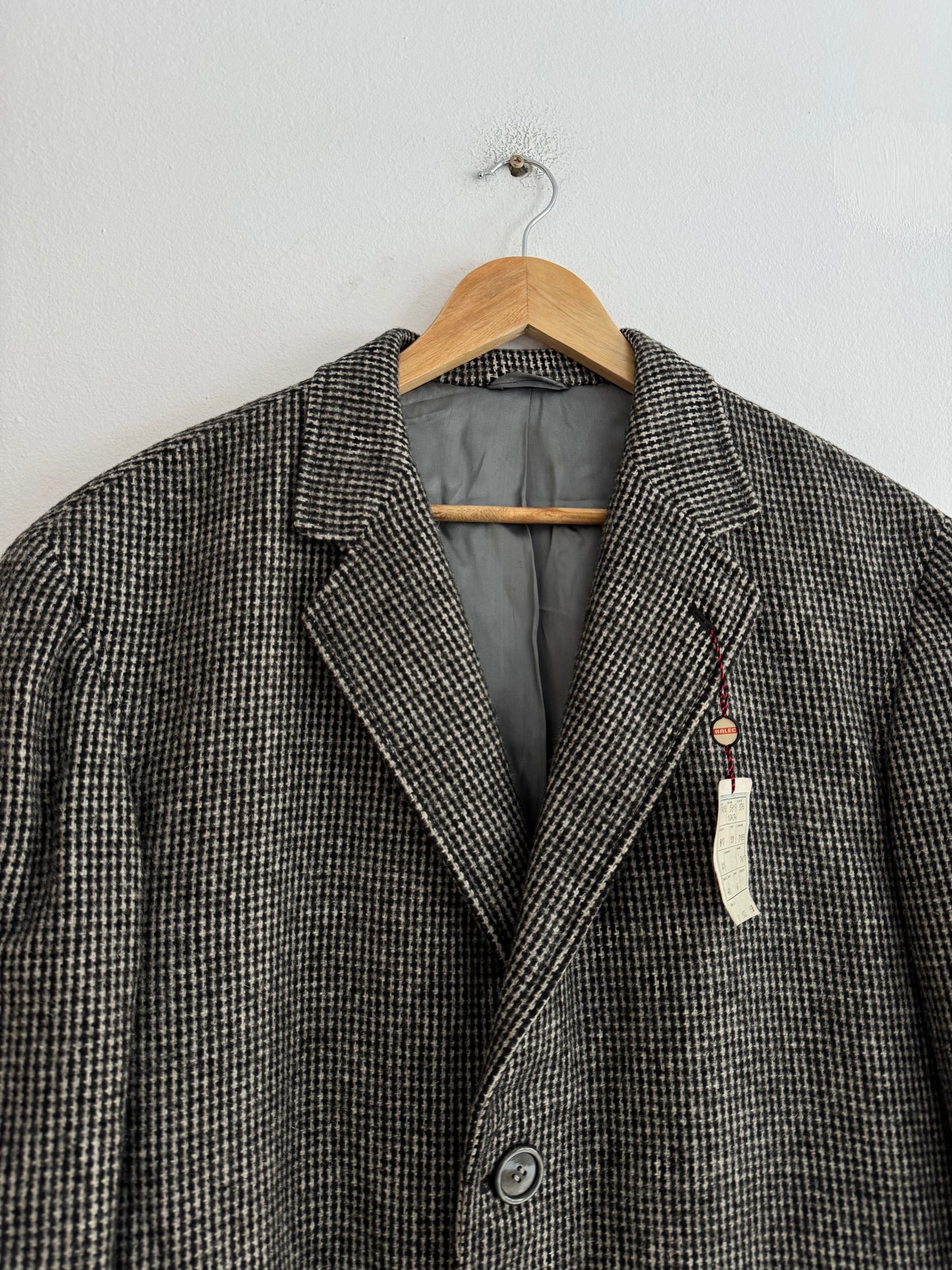 🧥 Palton Deadstock 70’s Gri Texturat din Lână Pură – Marimea 48 (M Bărbați)