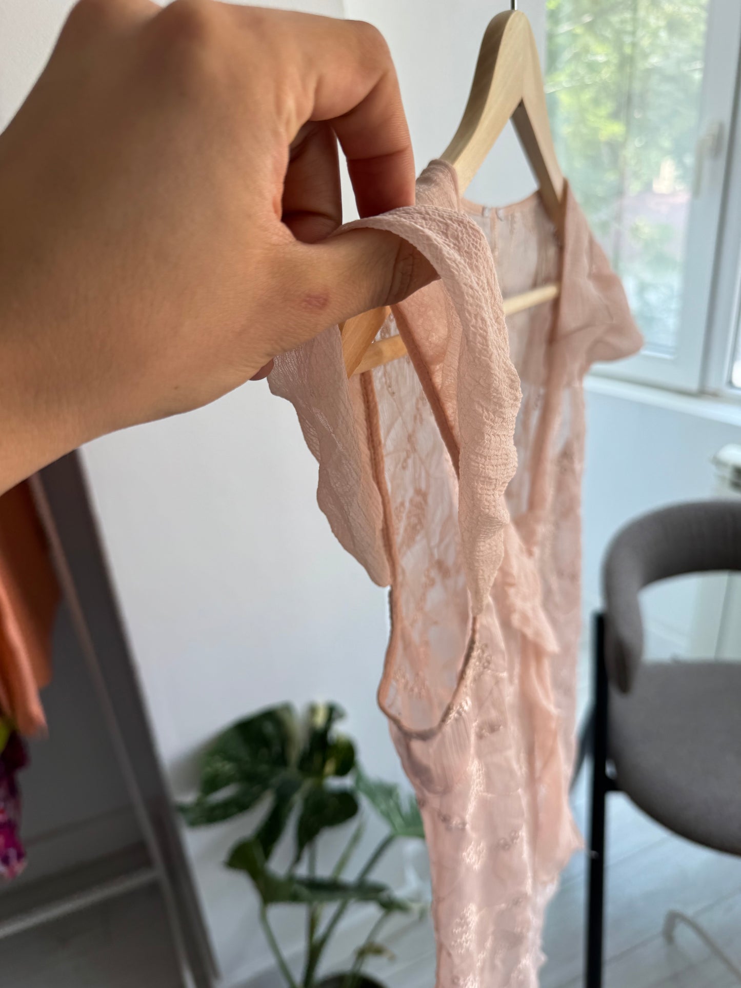 ✨ Top Mesh Roz Pal Y2K – S/M Damă