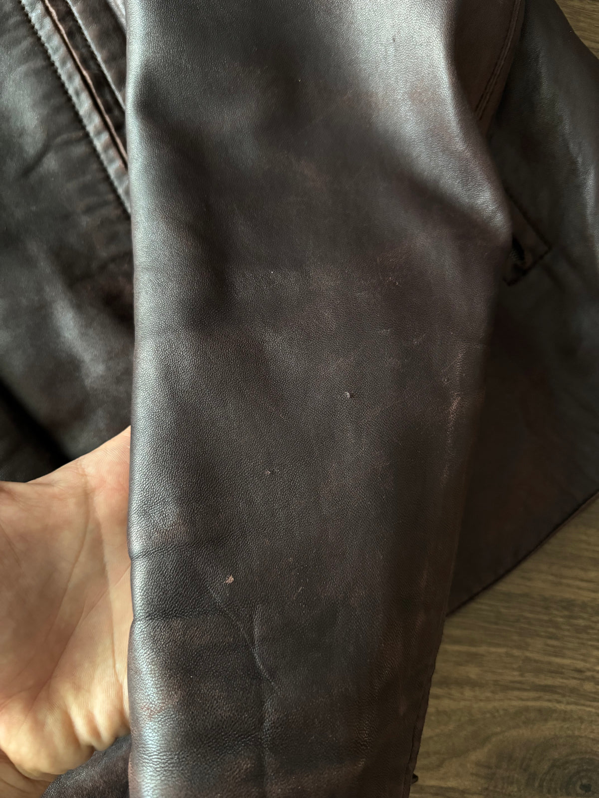 Jachetă Distressed Piele Miel Calvin Klein Vintage | Burgundy Închis| Made in Italy | M