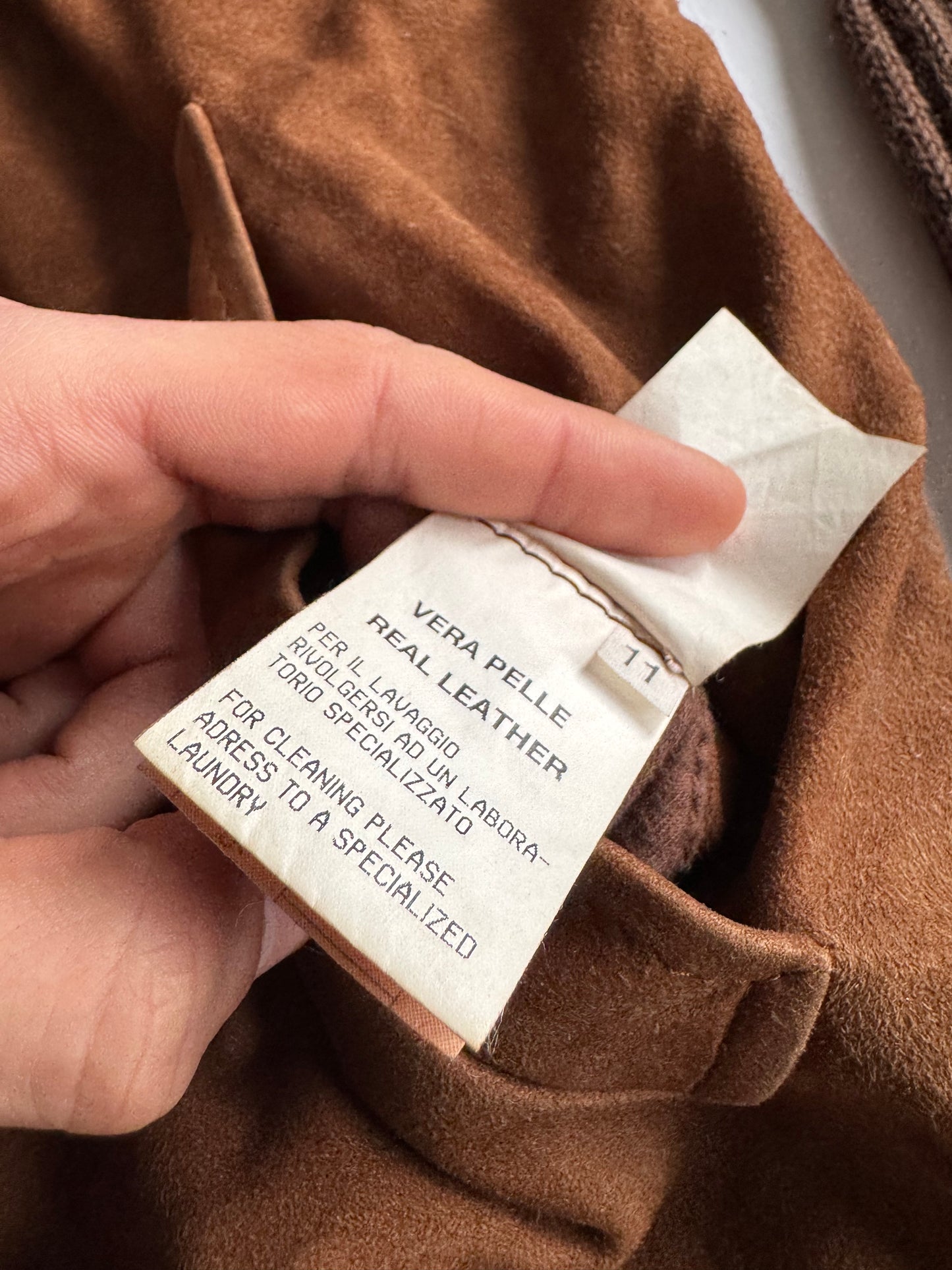 🤠 Geacă Vintage Dolce & Gabbana din Piele Suede Maro & Lână – M (48)