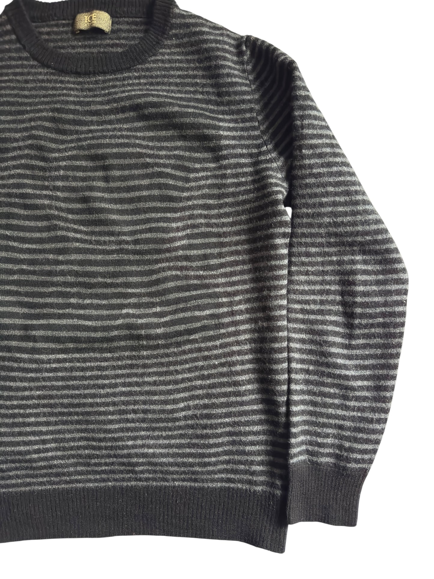 🧊 Iceberg Black Striped Jumper – Women’s S – Merino Wool