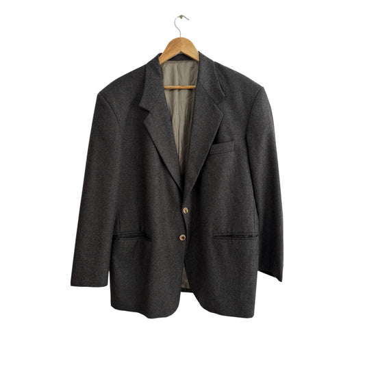 🧥 Sacou Vintage Gri din Lână Virgină – EU 52 (XL Bărbați)