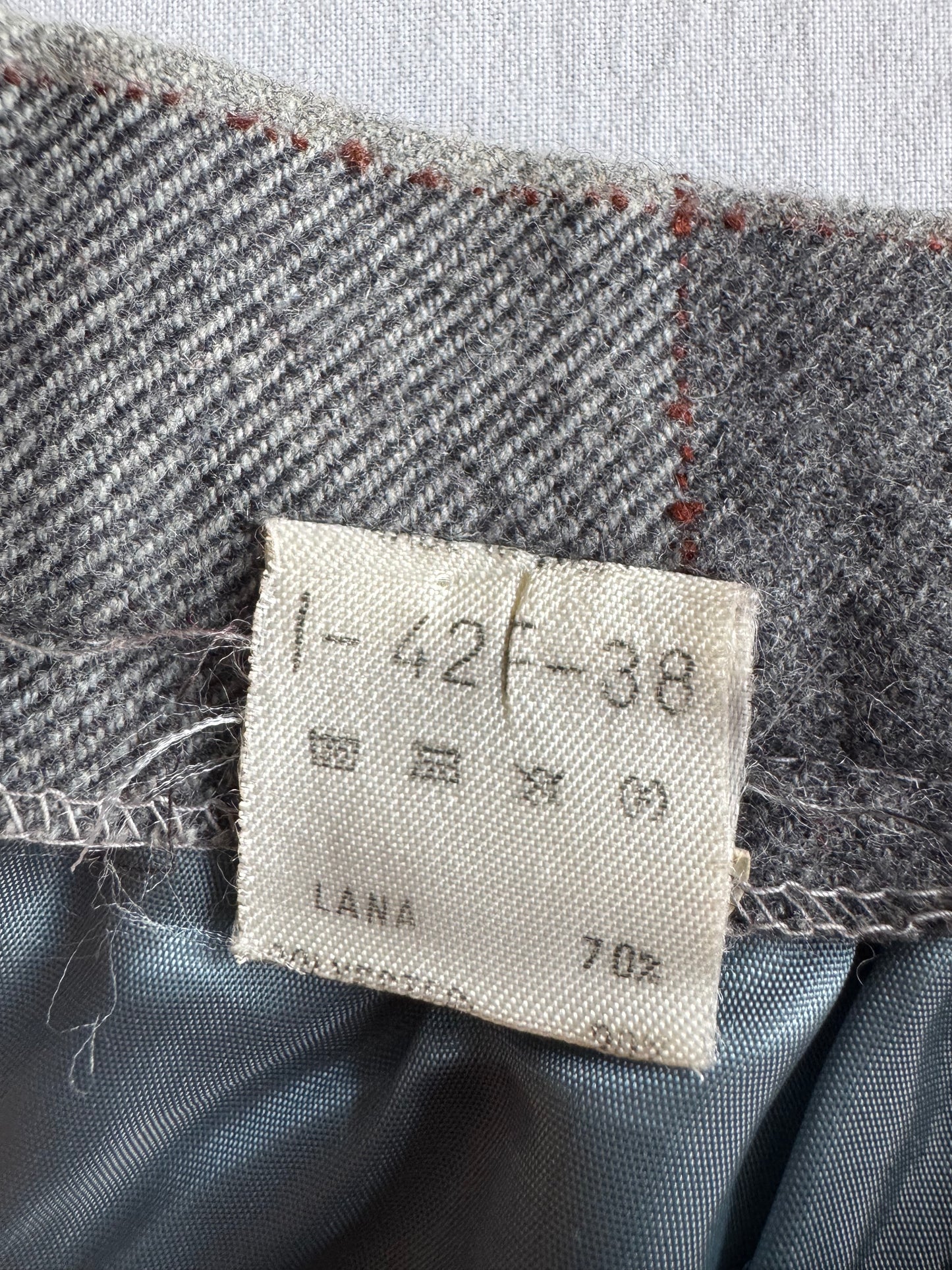 🐭 Fustă Vintage din Lână Gri în Carouri – S (IT 42)