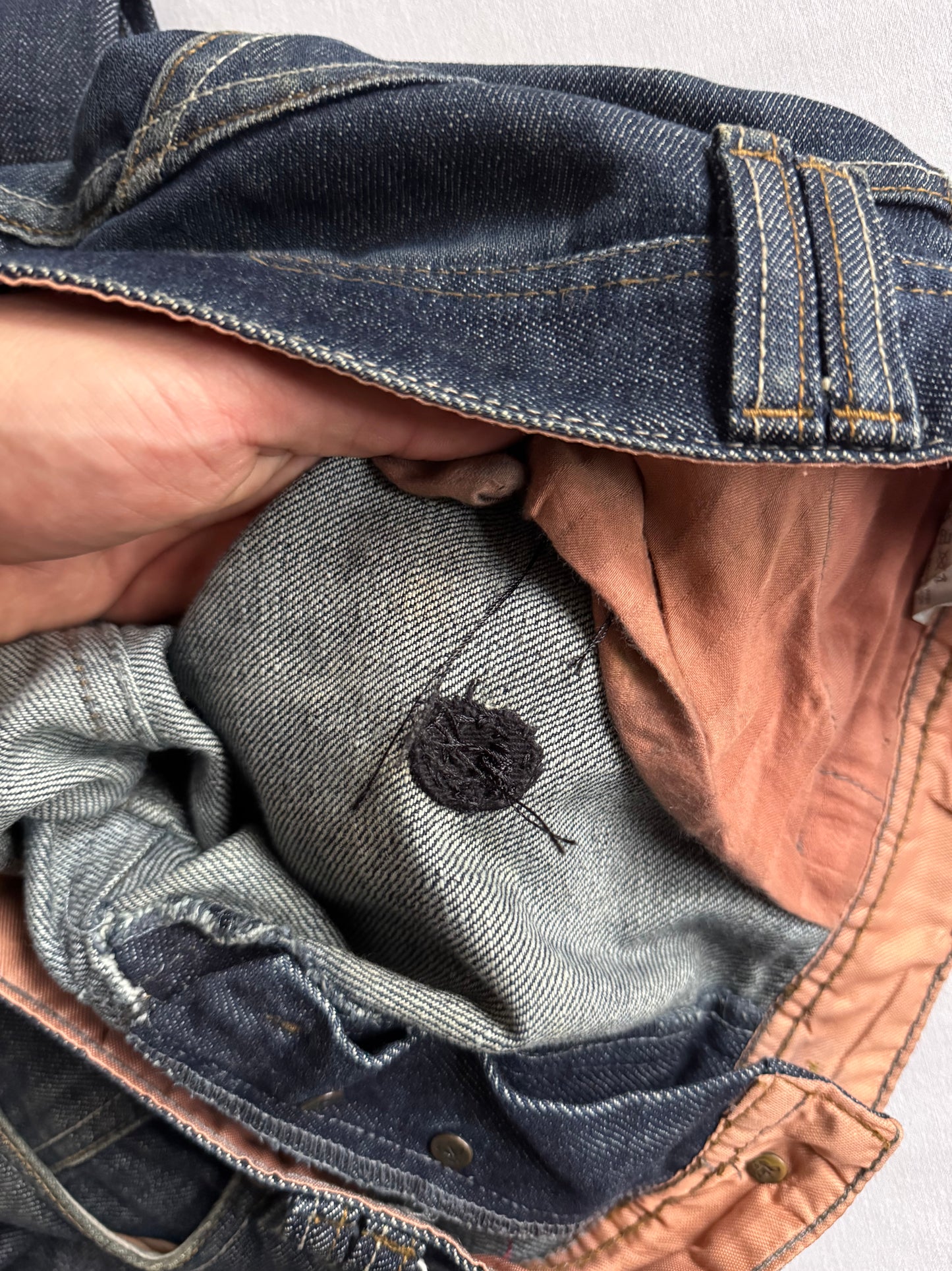 🐚 Y2K Jeans Baggy cu Imprimeu și Detalii – W32 L34