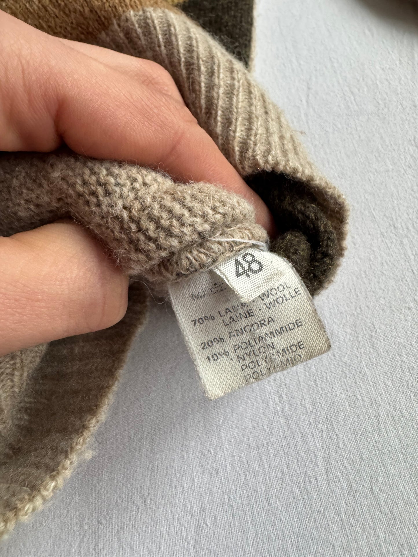 🐶 Pulover Vintage Bărbați din Lână și Angora cu Broderie Comics – M (48)