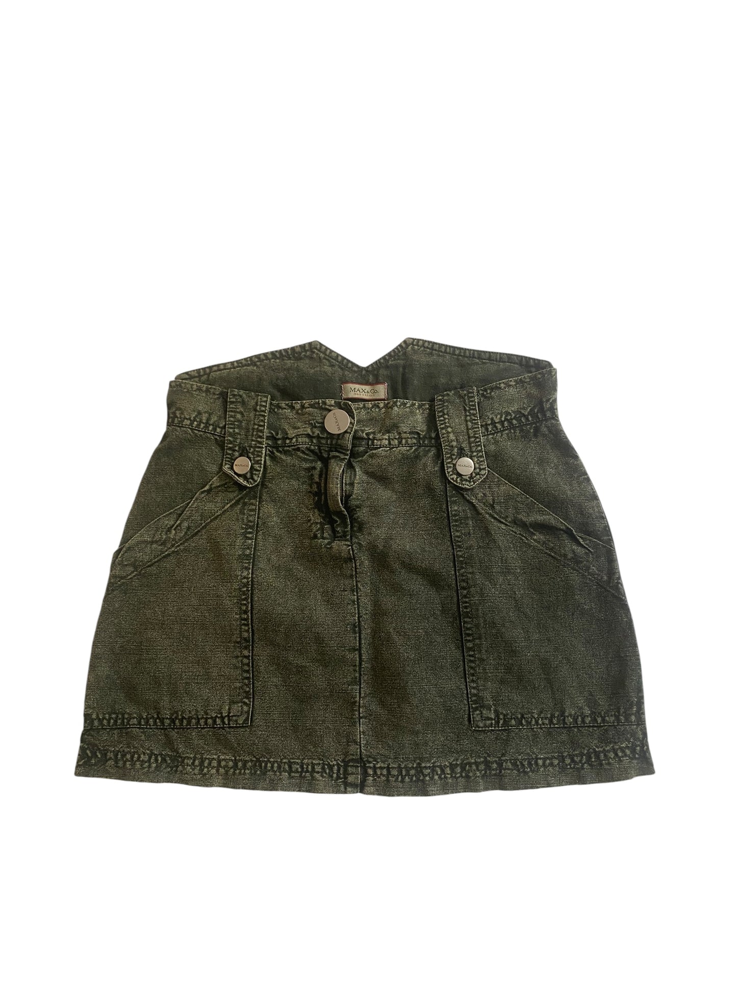 Fustă Y2K Max & Co din Bumbac și In – Verde Închis Washed – Mărime XS 🌿👗