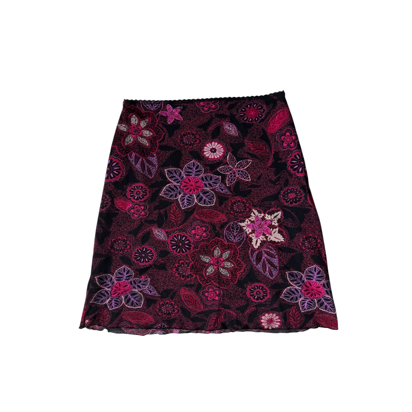 🌸 Fustă Y2K Floral Printed Mesh – EU 36 (S Damă)