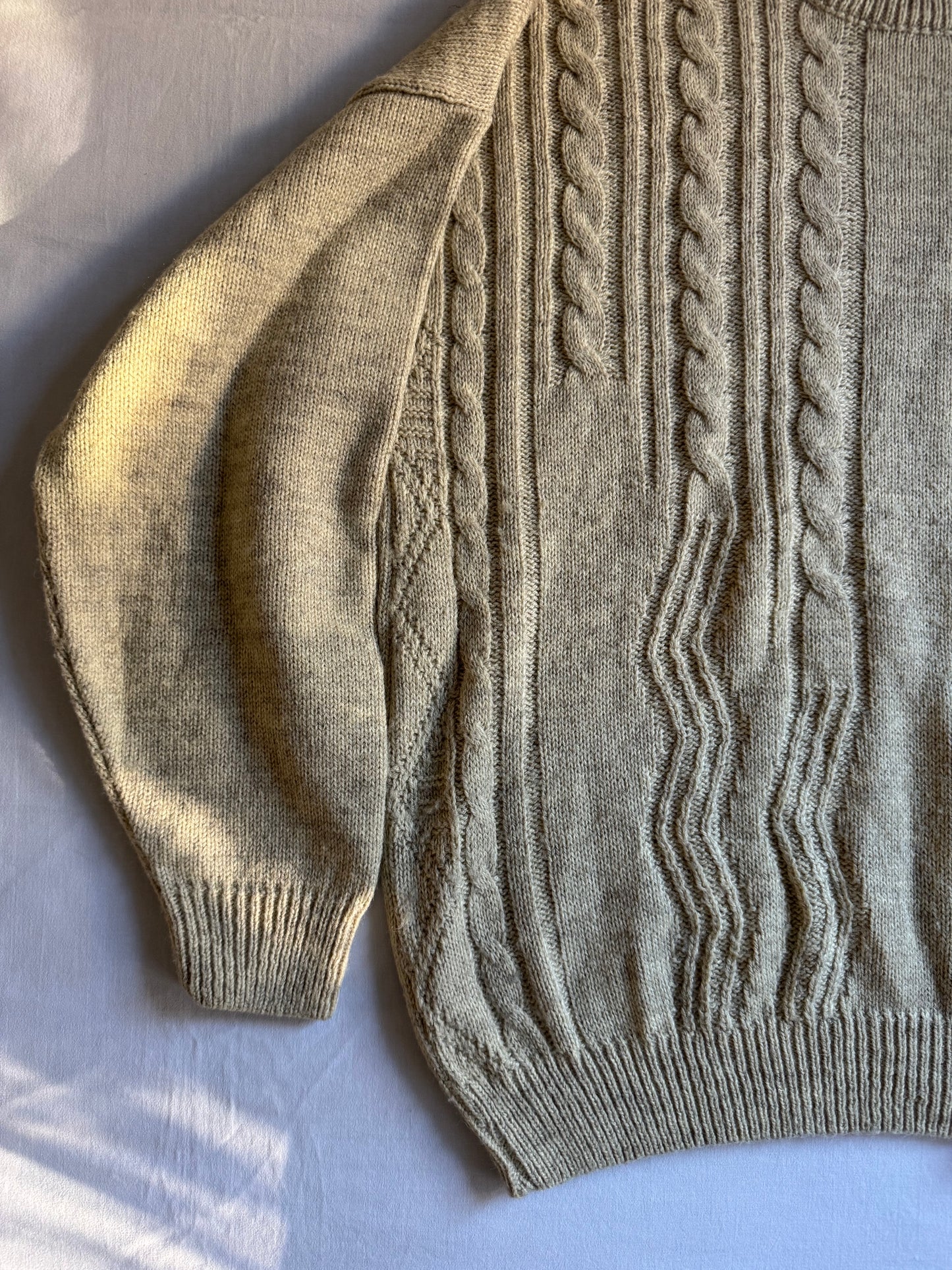 🧶 Pulover vintage fisherman crem – mărimea M (Made in Italy)