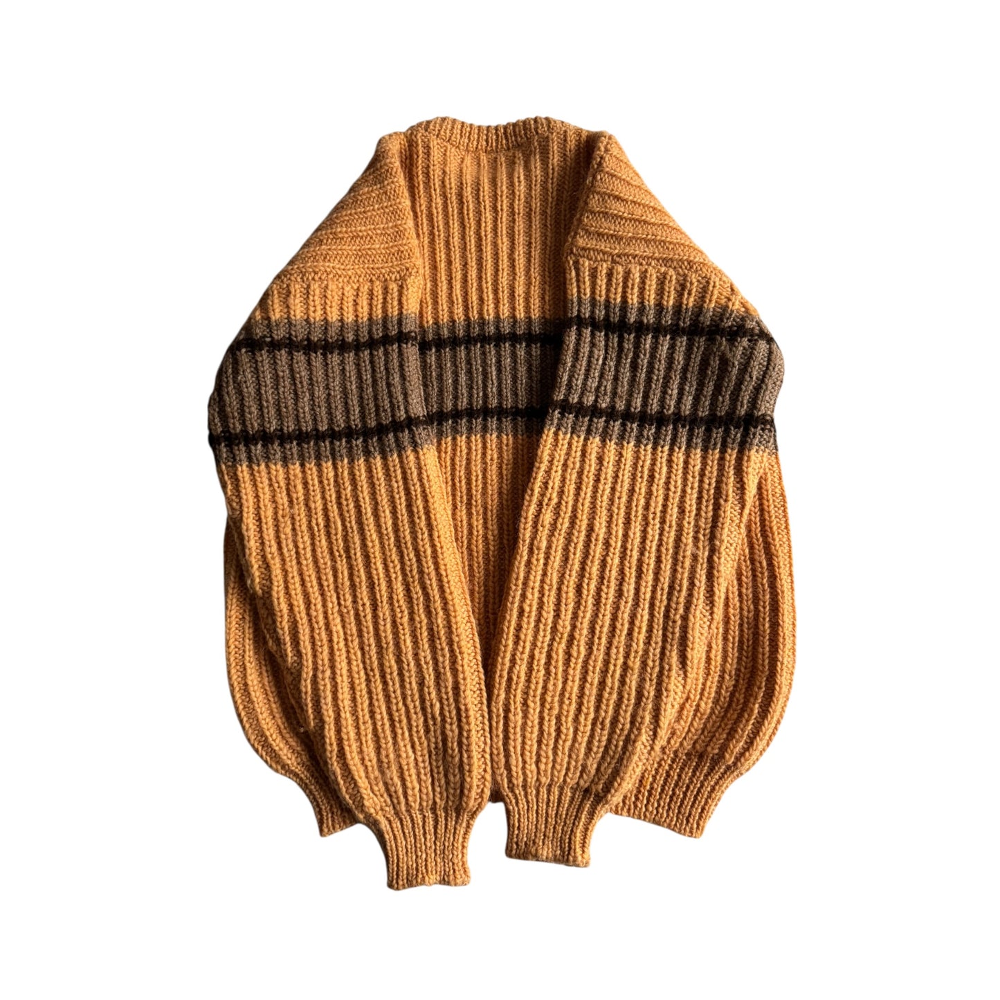🍊 🧶 Pulover Vintage Bărbați Portocaliu Chunky din Lână și Alpaca – L