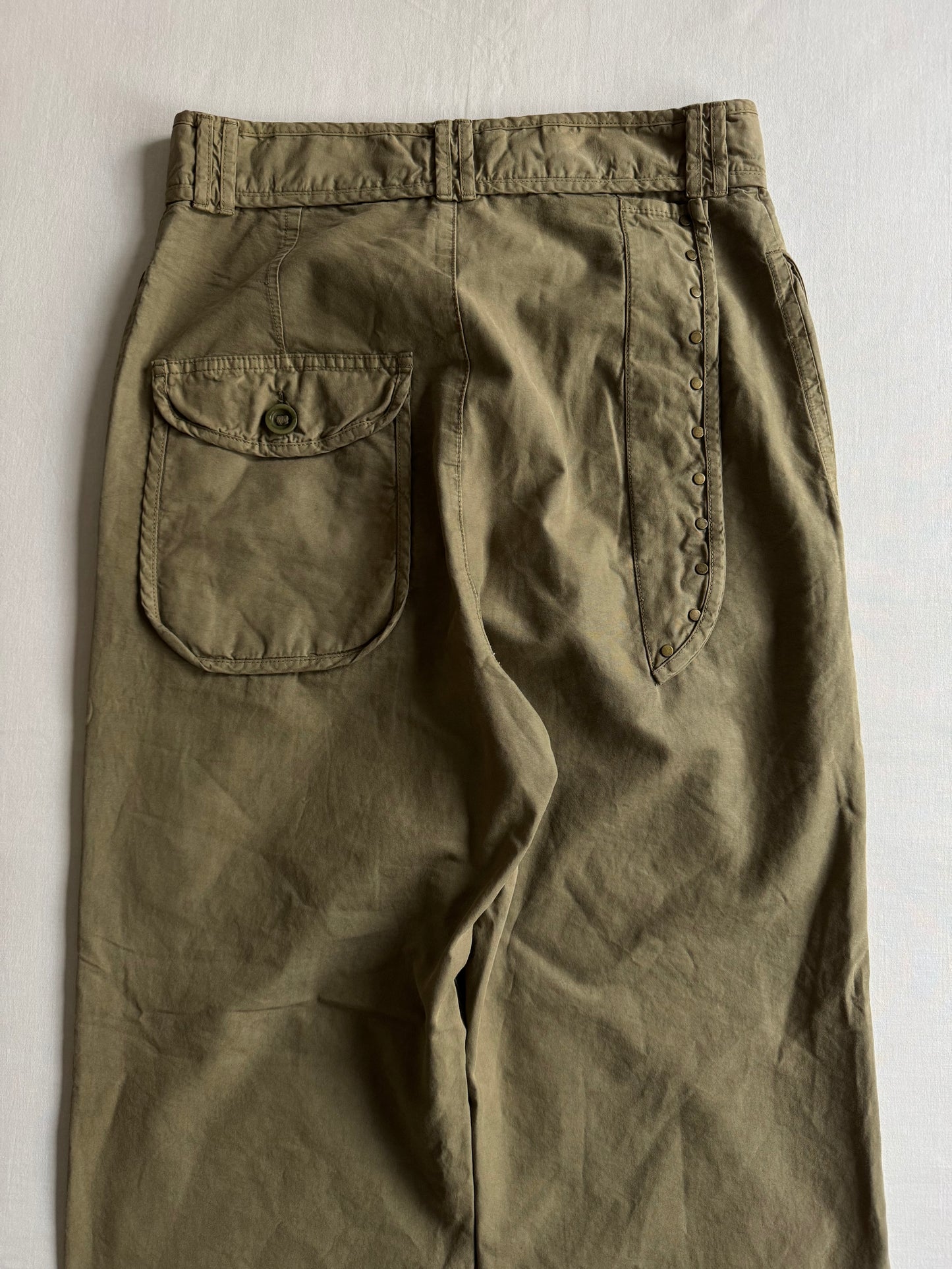 🪖 Pantaloni cargo Y2K Alexander McQueen – culoare olive, mărimea IT 46, Made in Italy