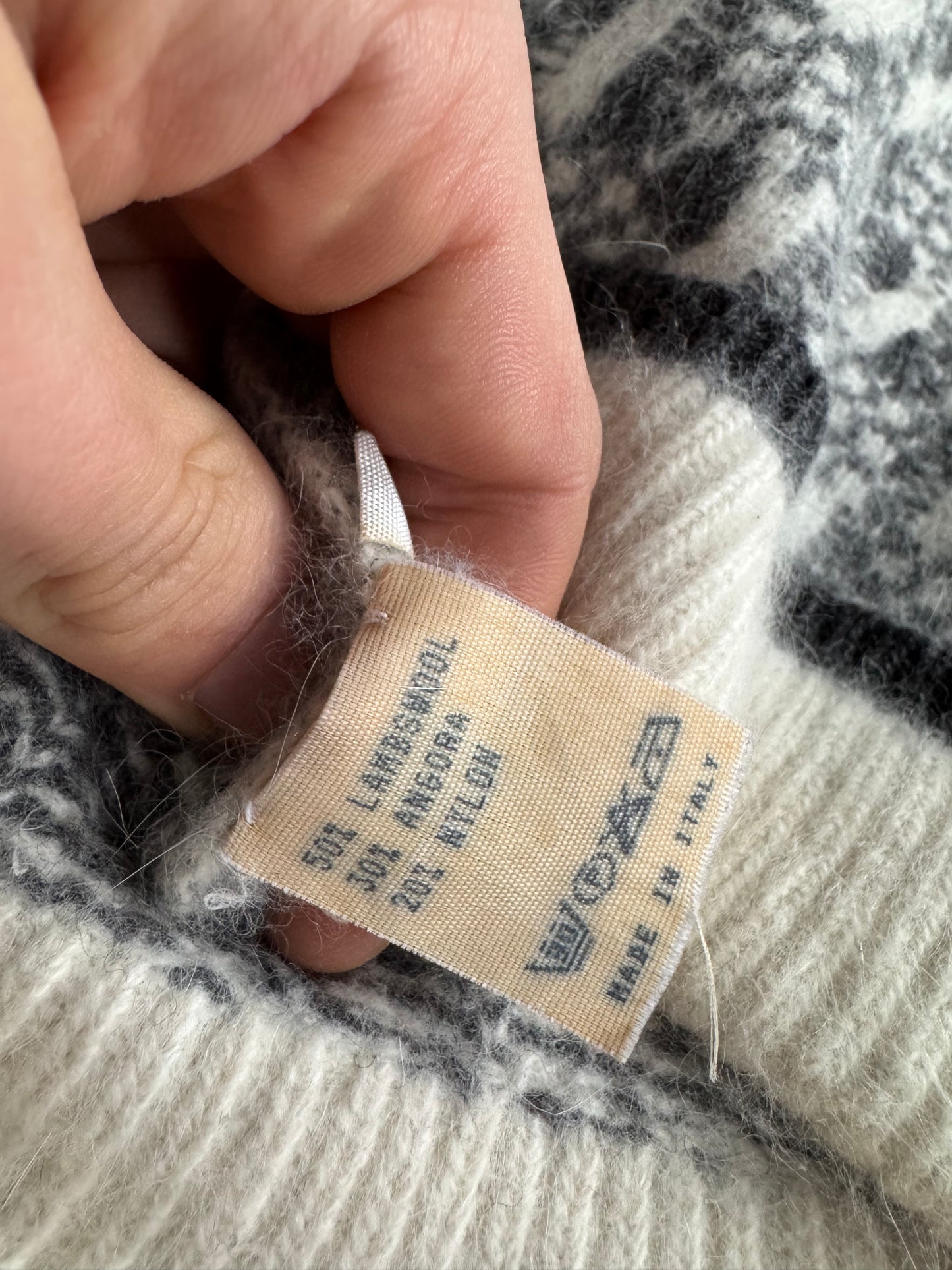 🧶 Pulover Vintage Damă Gri Texturat din Lambswool și Angora – S