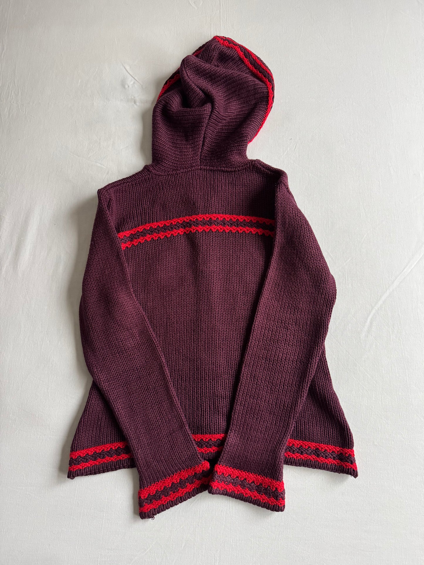 🧶 Hoodie Y2K Damă Tricotat din Blend de Lână cu Broderie Florală – L