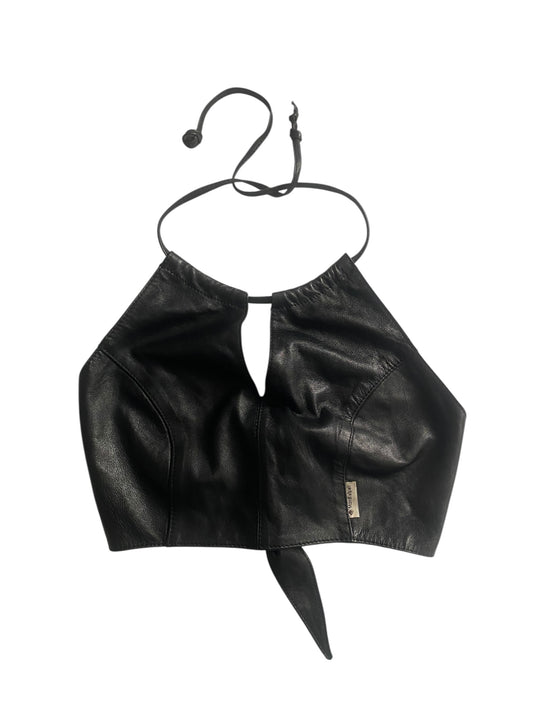 🖤 Top Y2K din Piele Naturală – Wrap Around – Mărime M – Made in Italy
